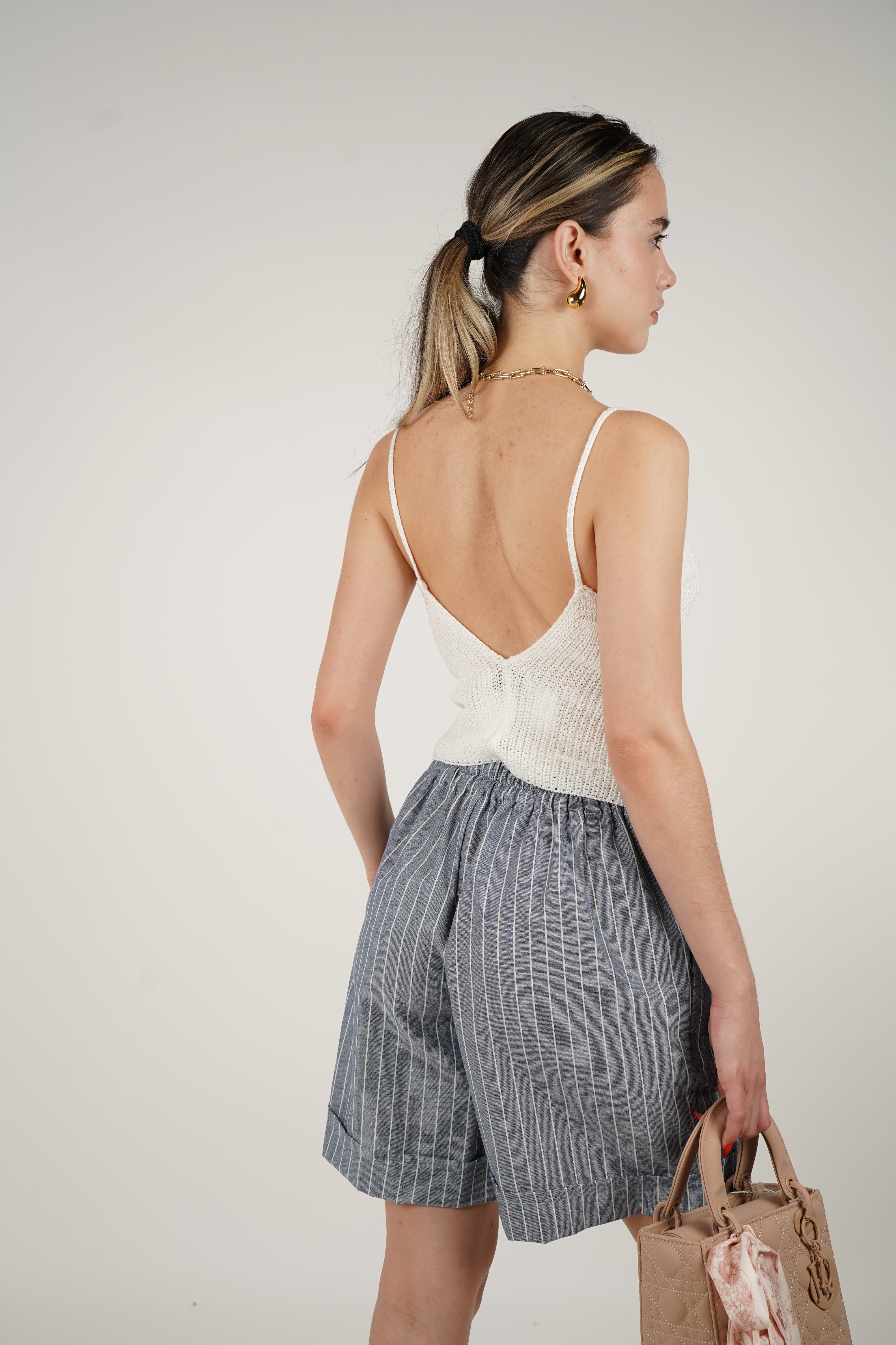 Vive Striped Shorts – High-Waisted Tailored Summer Shorts