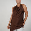Faye Satin Top – Sleek Elegance with Delicate Lace Trim