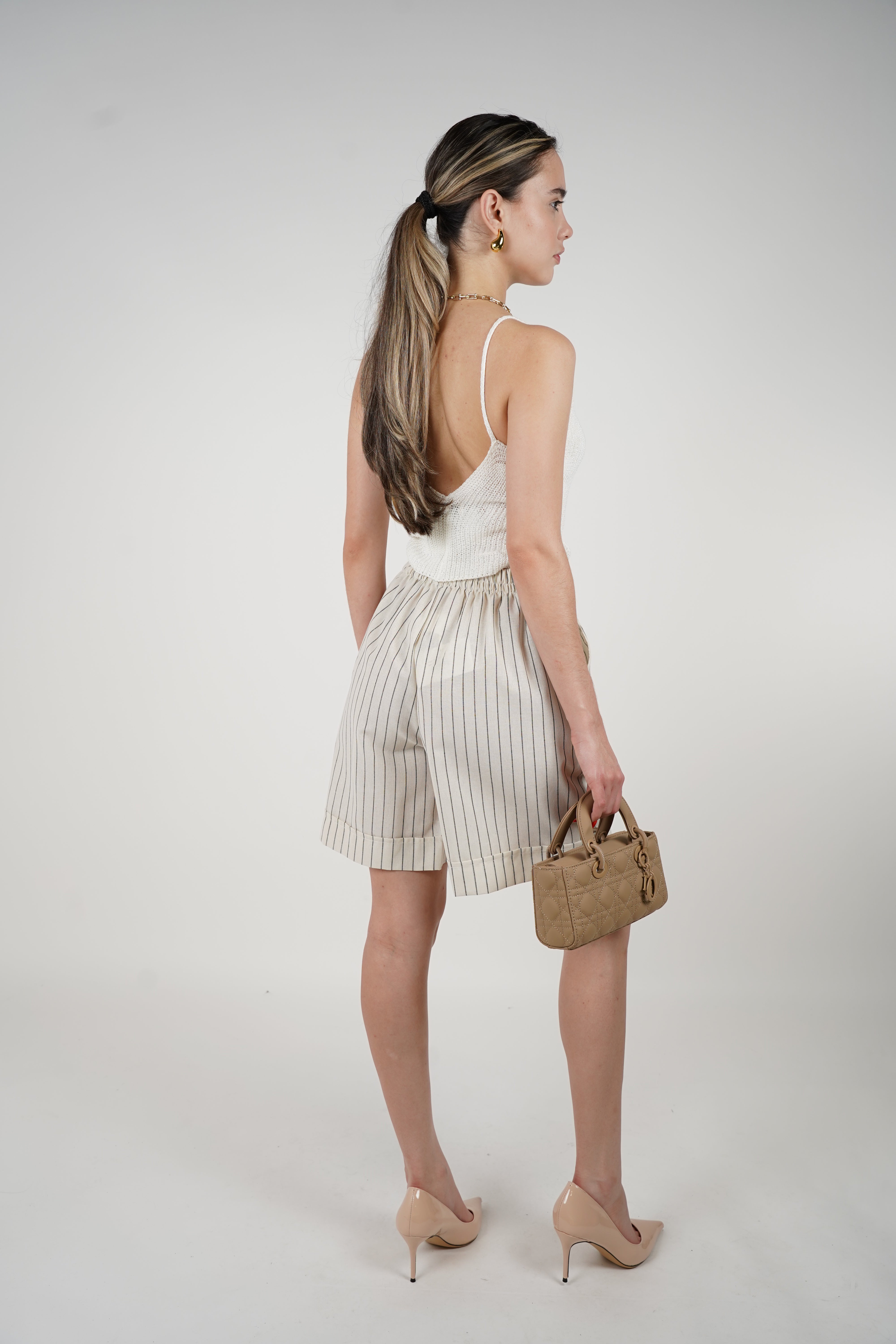 Vive Striped Shorts – High-Waisted Tailored Summer Shorts