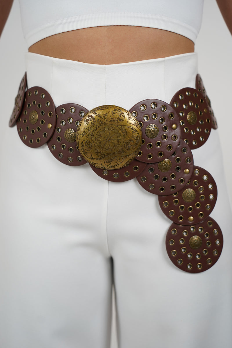 Zyra Statement Belt – Bold Vintage Disc Design