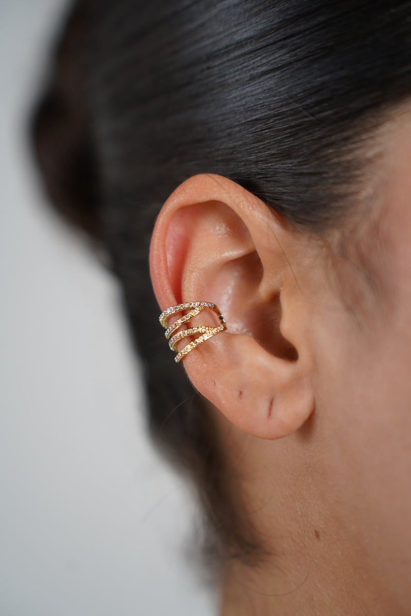 Hania Ear Cuff – Triple Row Sparkle in a Chic Wrap