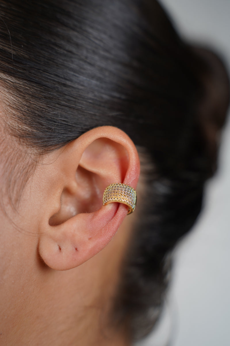 Delia Mini Ear Cuff – Sparkling Pavé Gold Statement