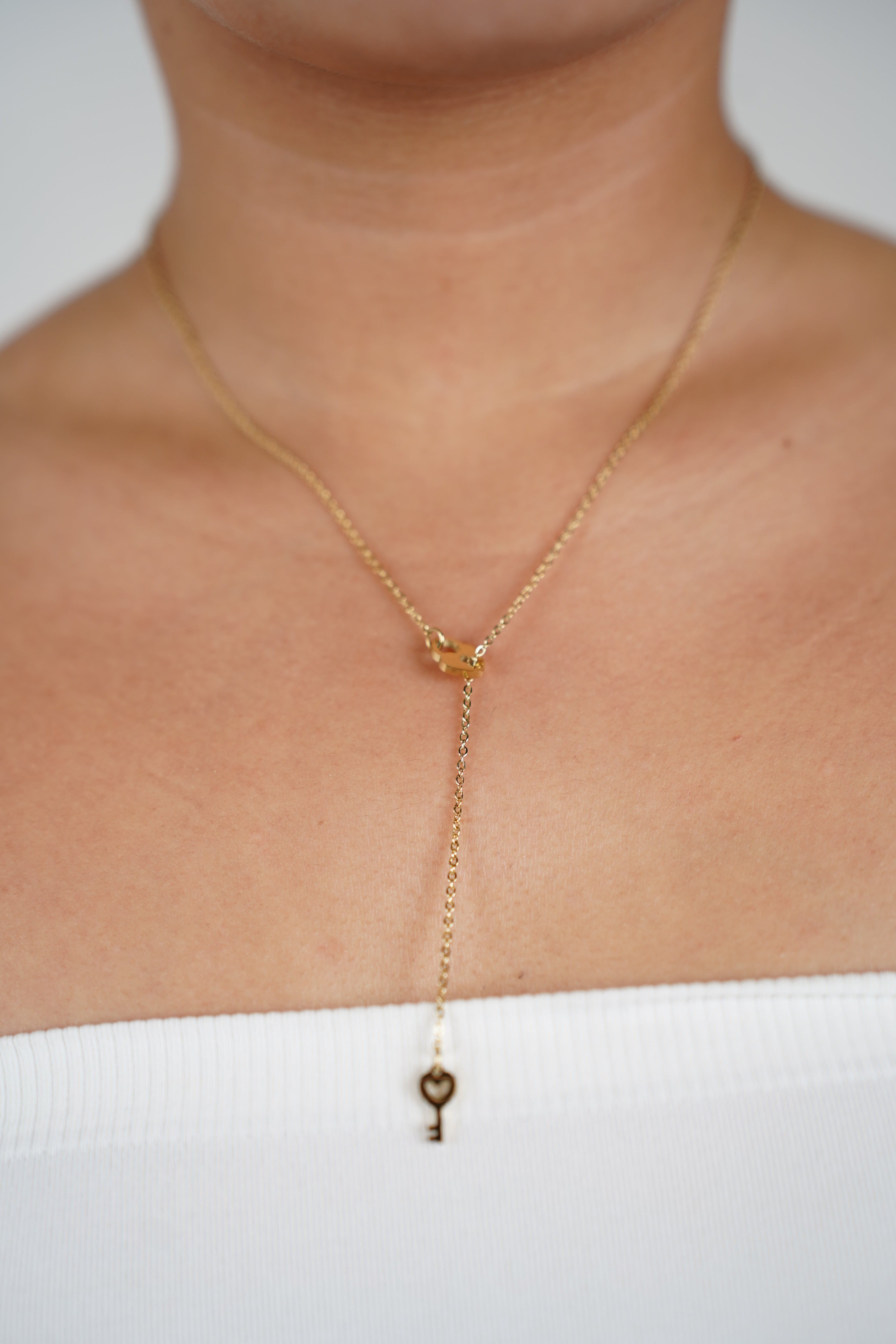 Elora Lock Necklace – Dainty Key & Lock Drop Chain