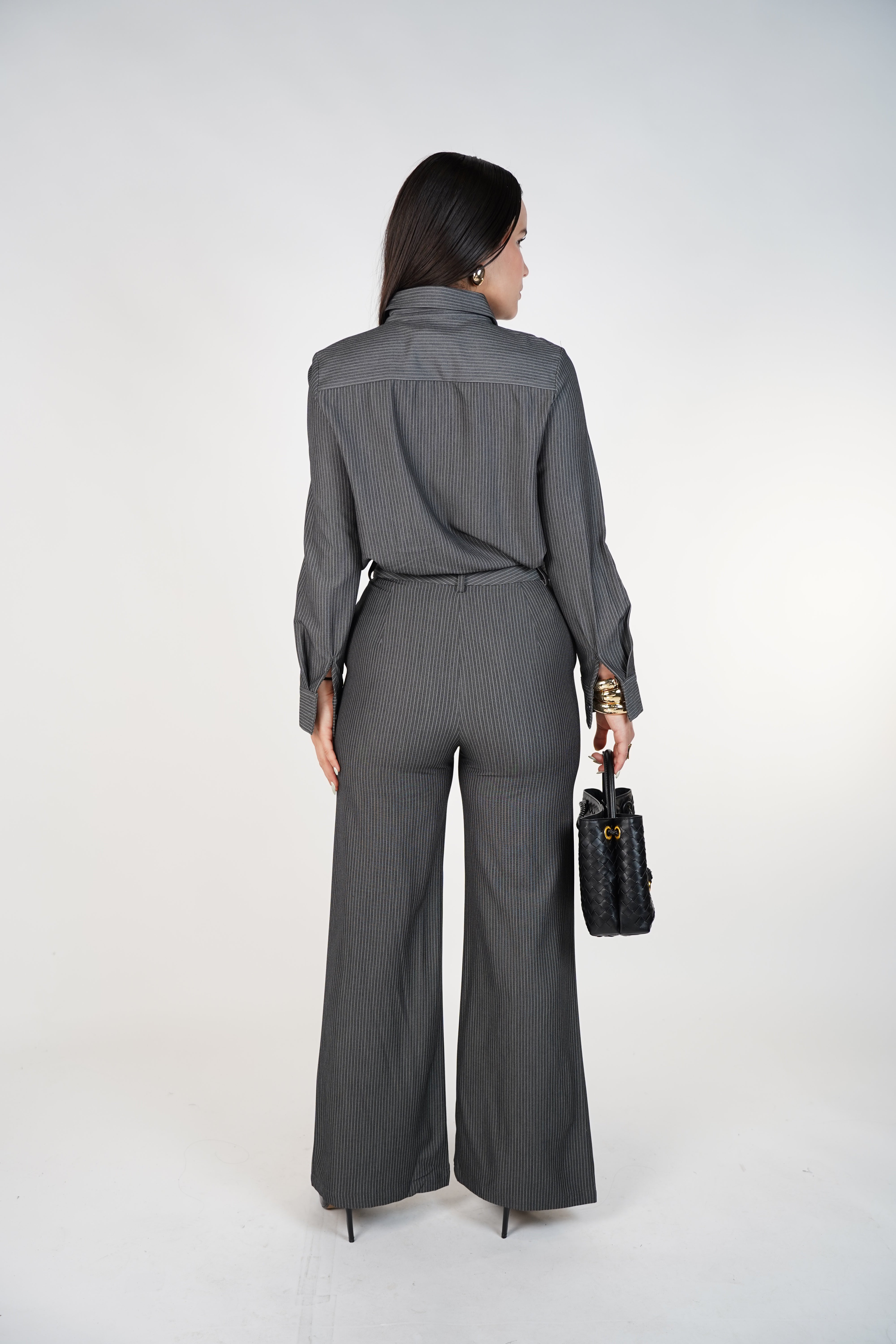 Belin Stripped Pants Set | Brown Striped Two-Piece Outfit
