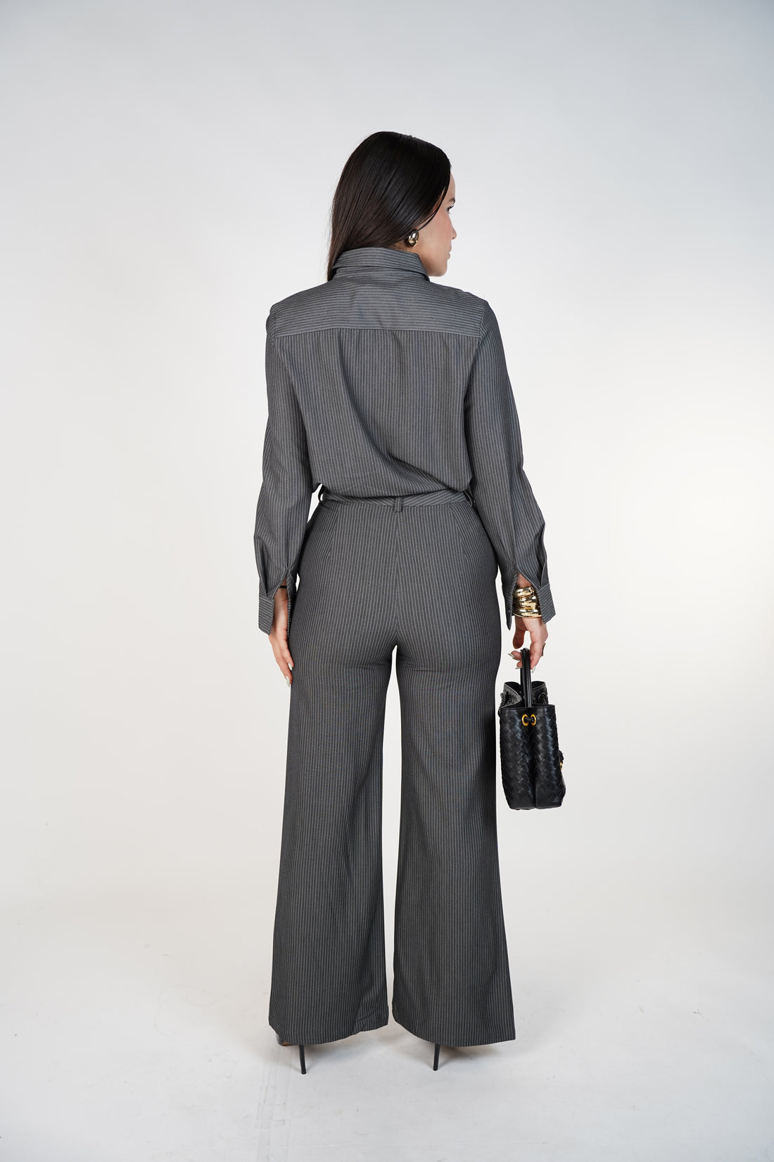 Belin Stripped Pants Set | Brown Striped Two-Piece Outfit