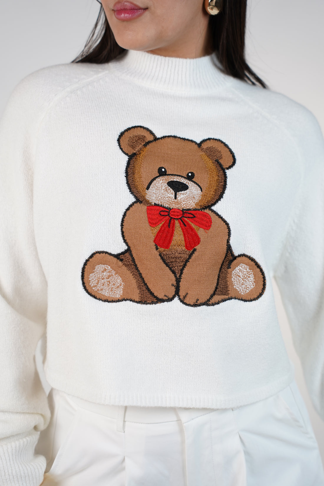 Valenne Bear Sweater – Cozy Teddy Knit Statement