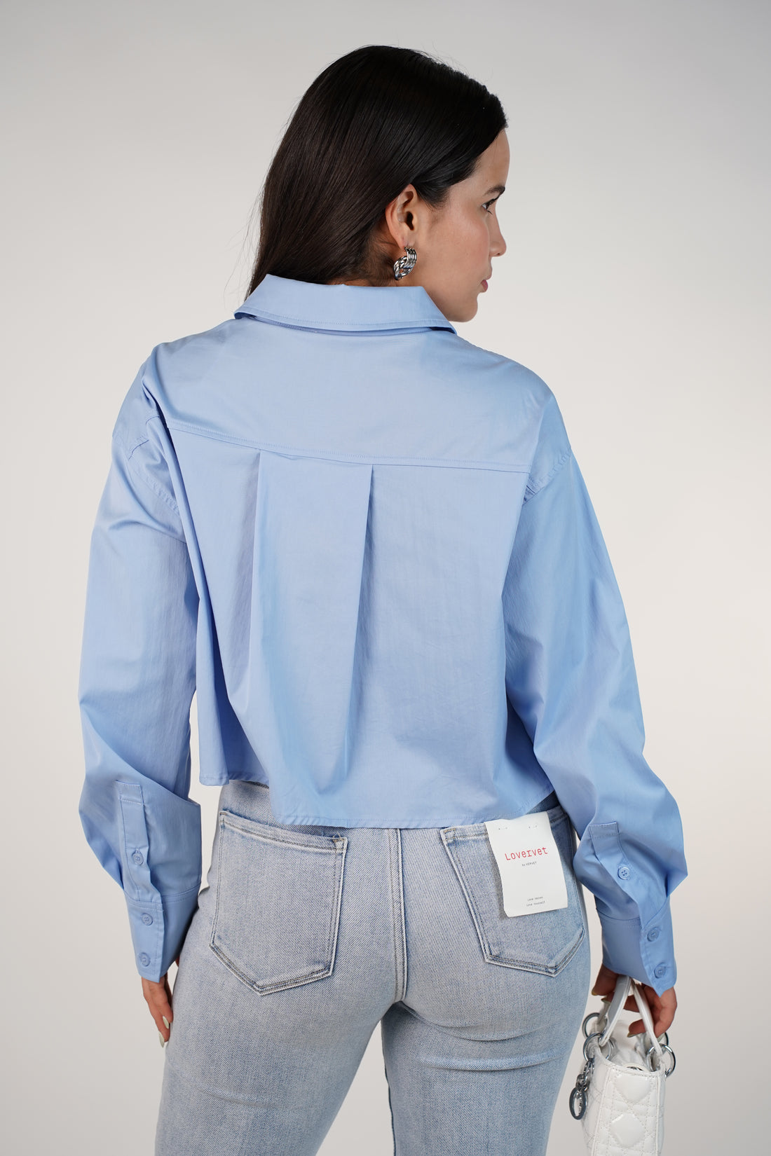 Elvoria Front Pockets Button Down – Modern Cropped Poplin Shirt