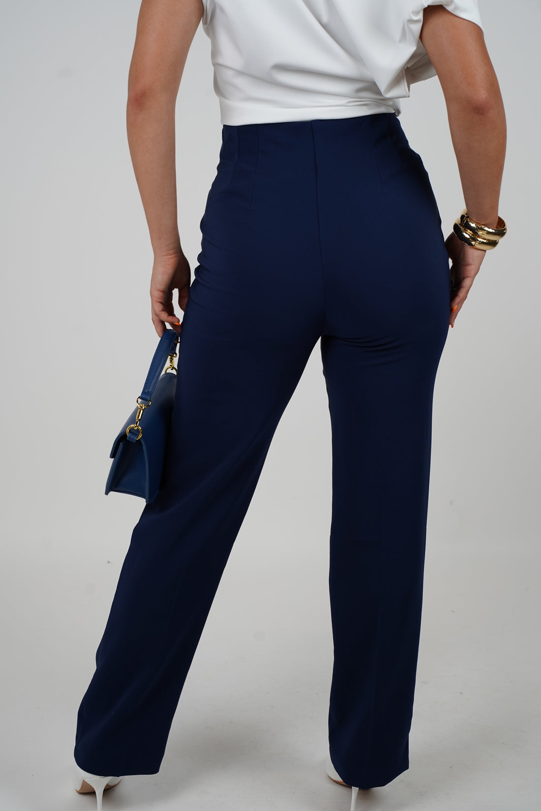 Michel Pants – Sleek Navy High-Waisted Trousers
