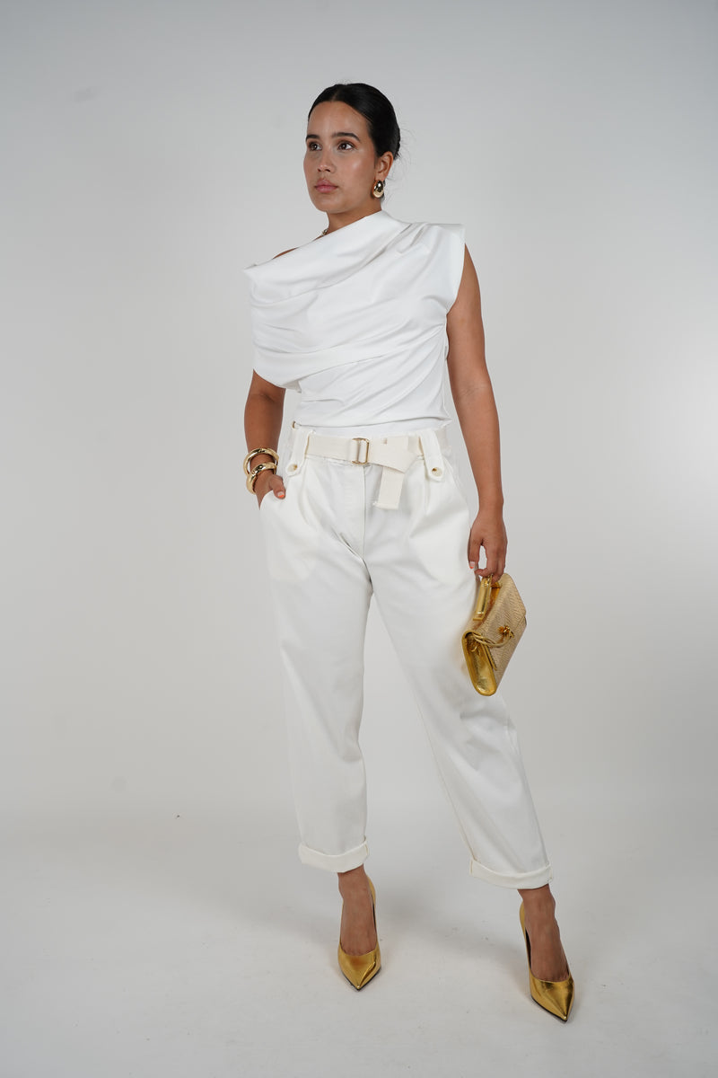 Amorette Pants – Tailored Ivory Elegance