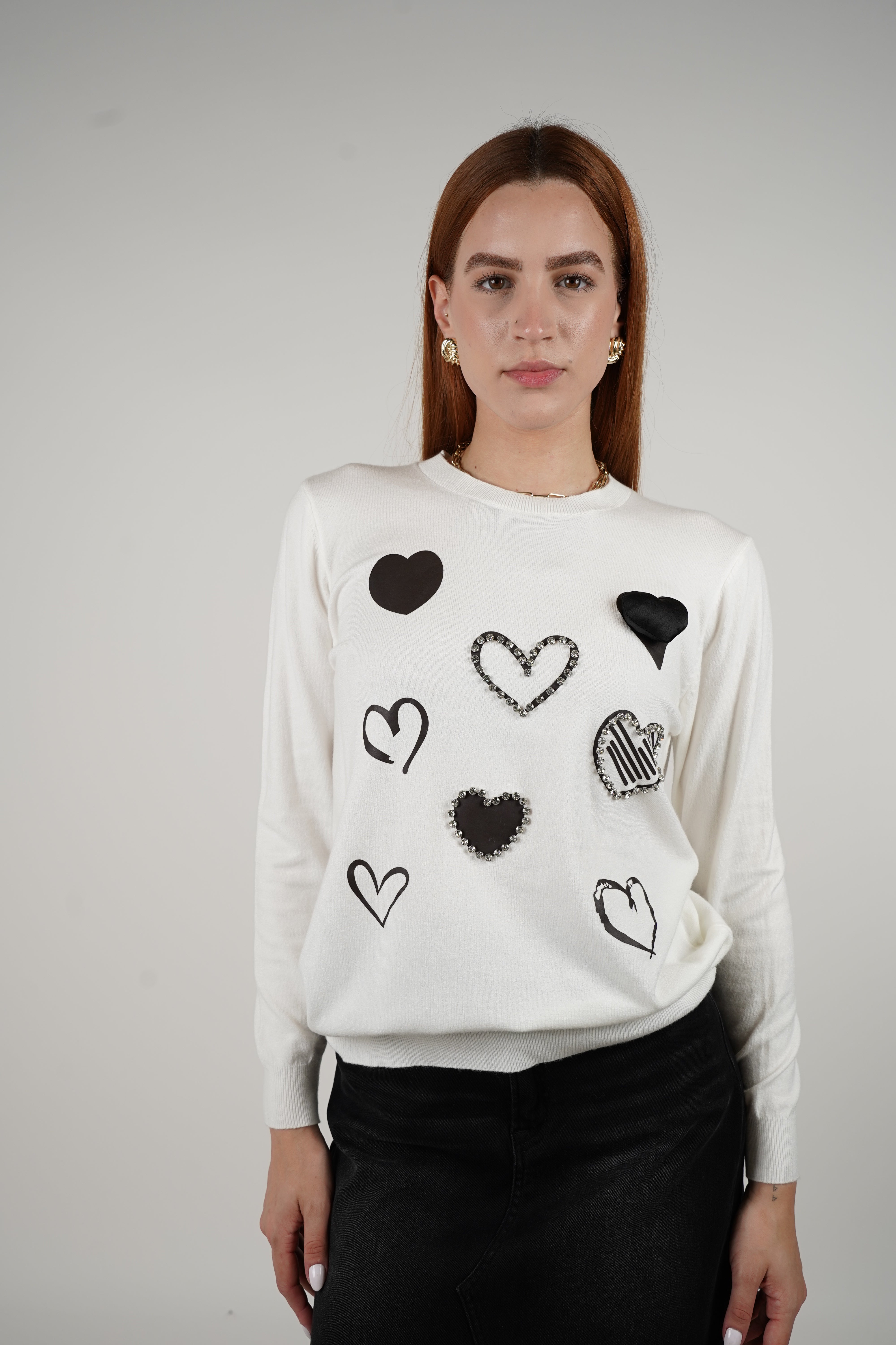 Maribel Heart Sweater – Playful Hearts with Textured Details
