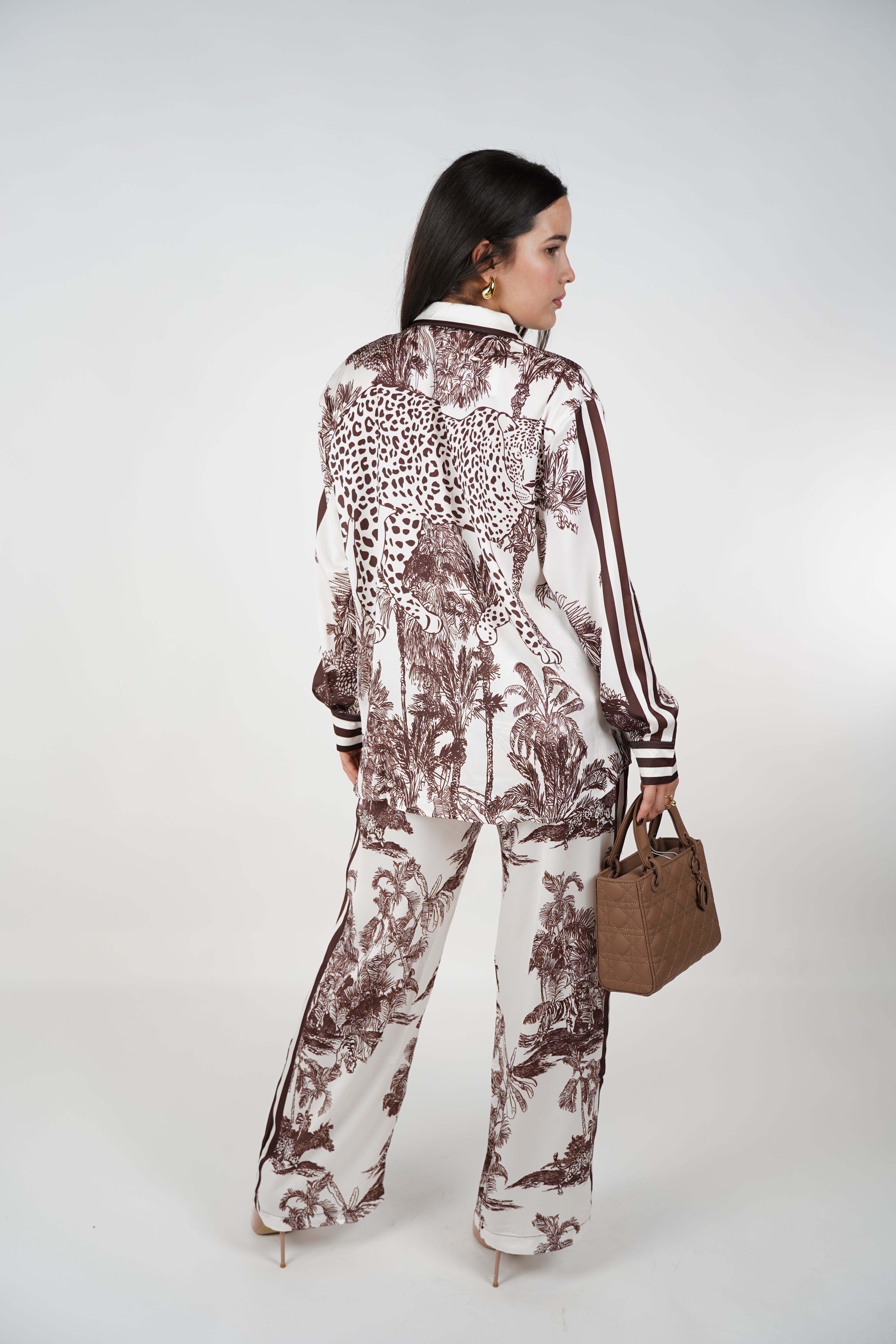 Corie Jungle Pants Set – Satin Safari Chic