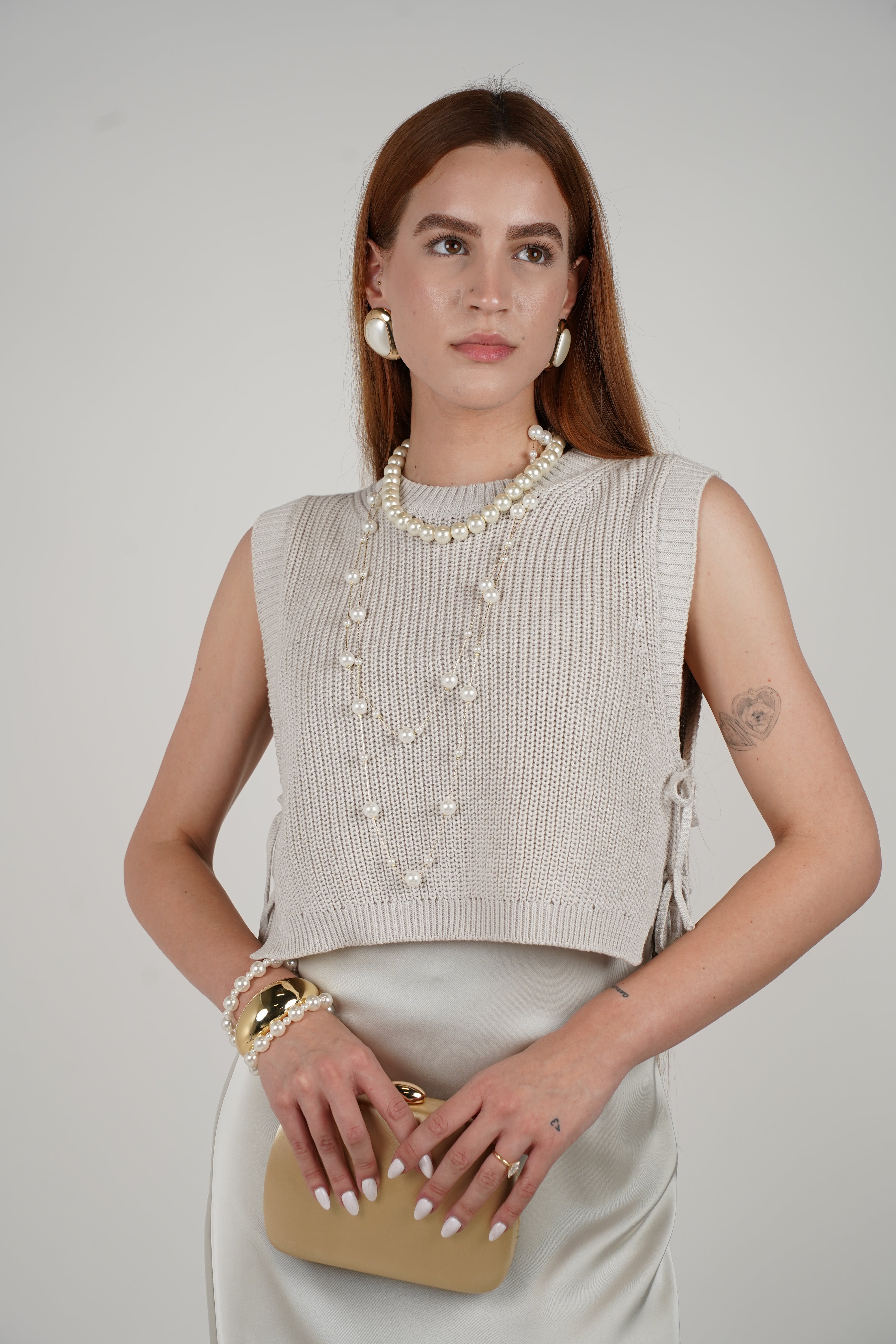 Conjunto de vestido de satén