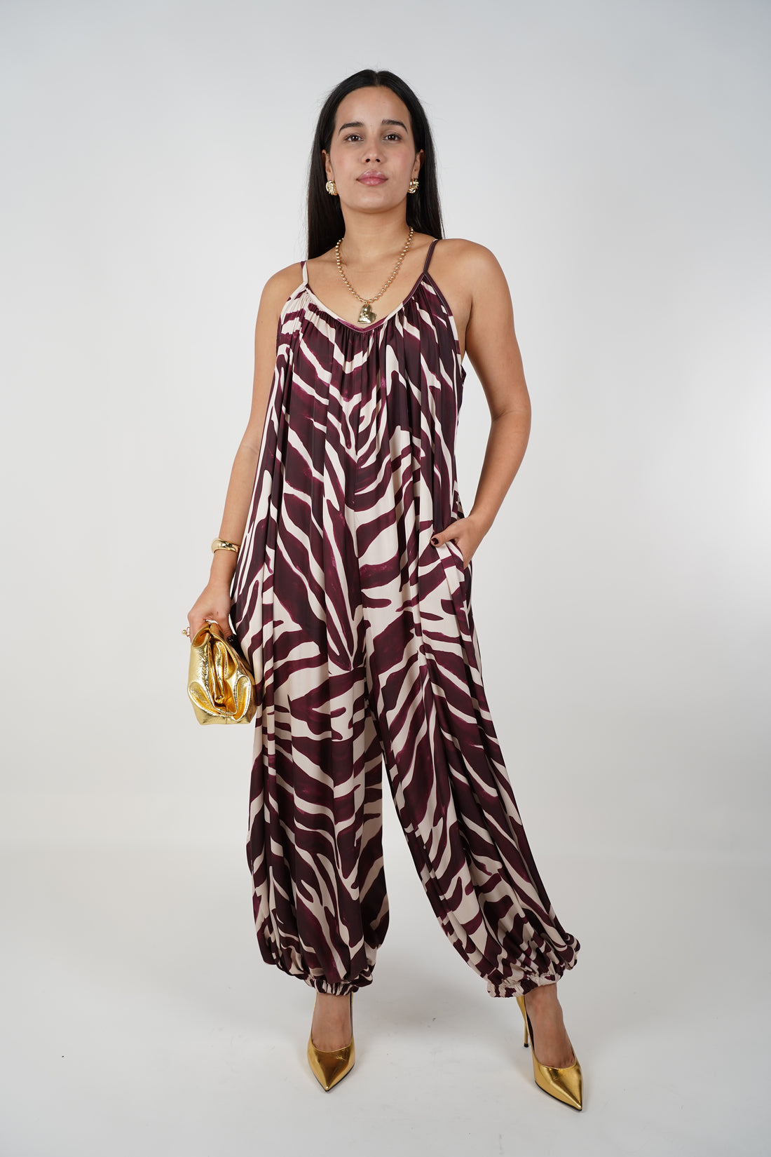 Raina Zebra Jumpsuit Joggers – Bold Print Meets Effortless Style