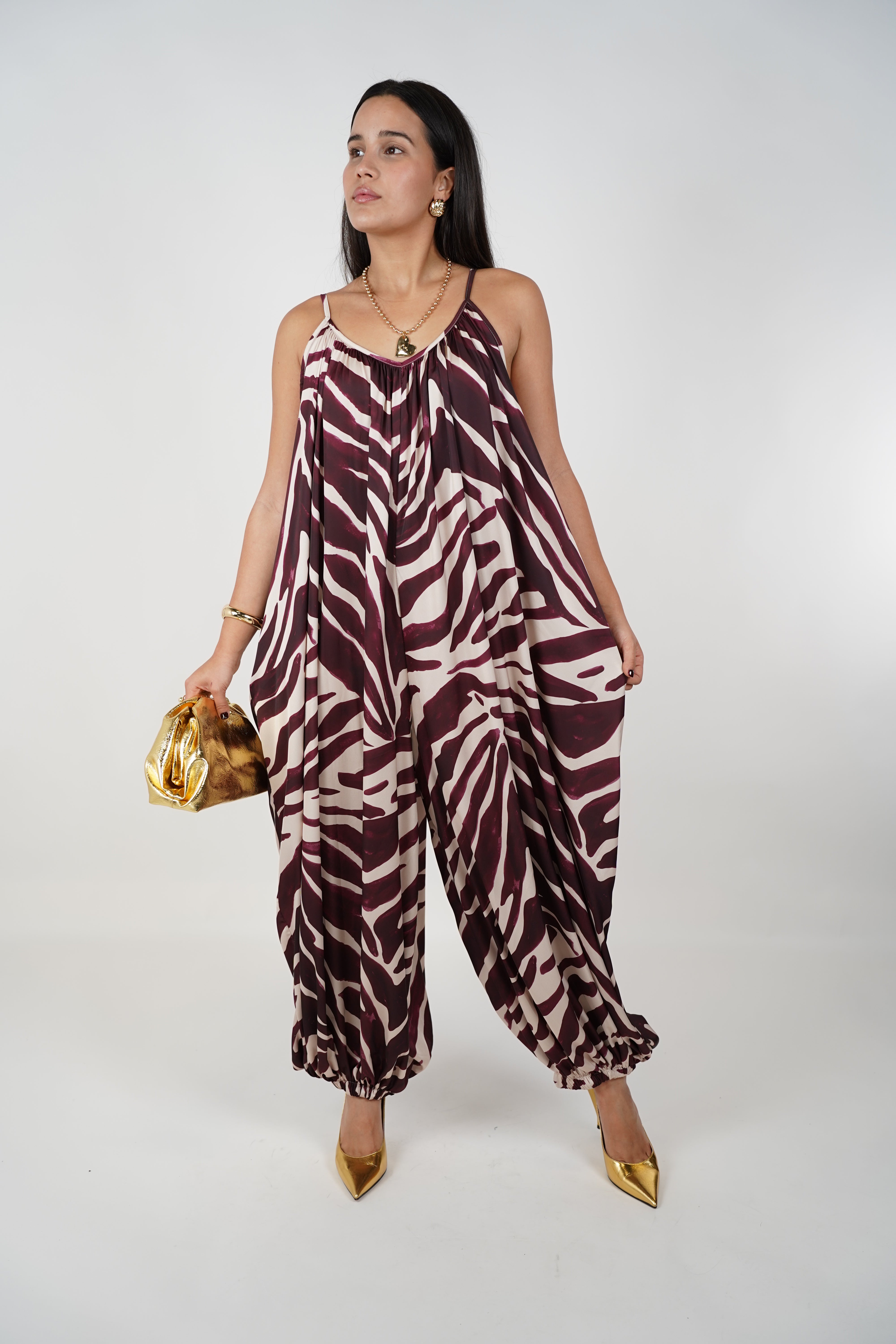 Raina Zebra Jumpsuit Joggers – Bold Print Meets Effortless Style