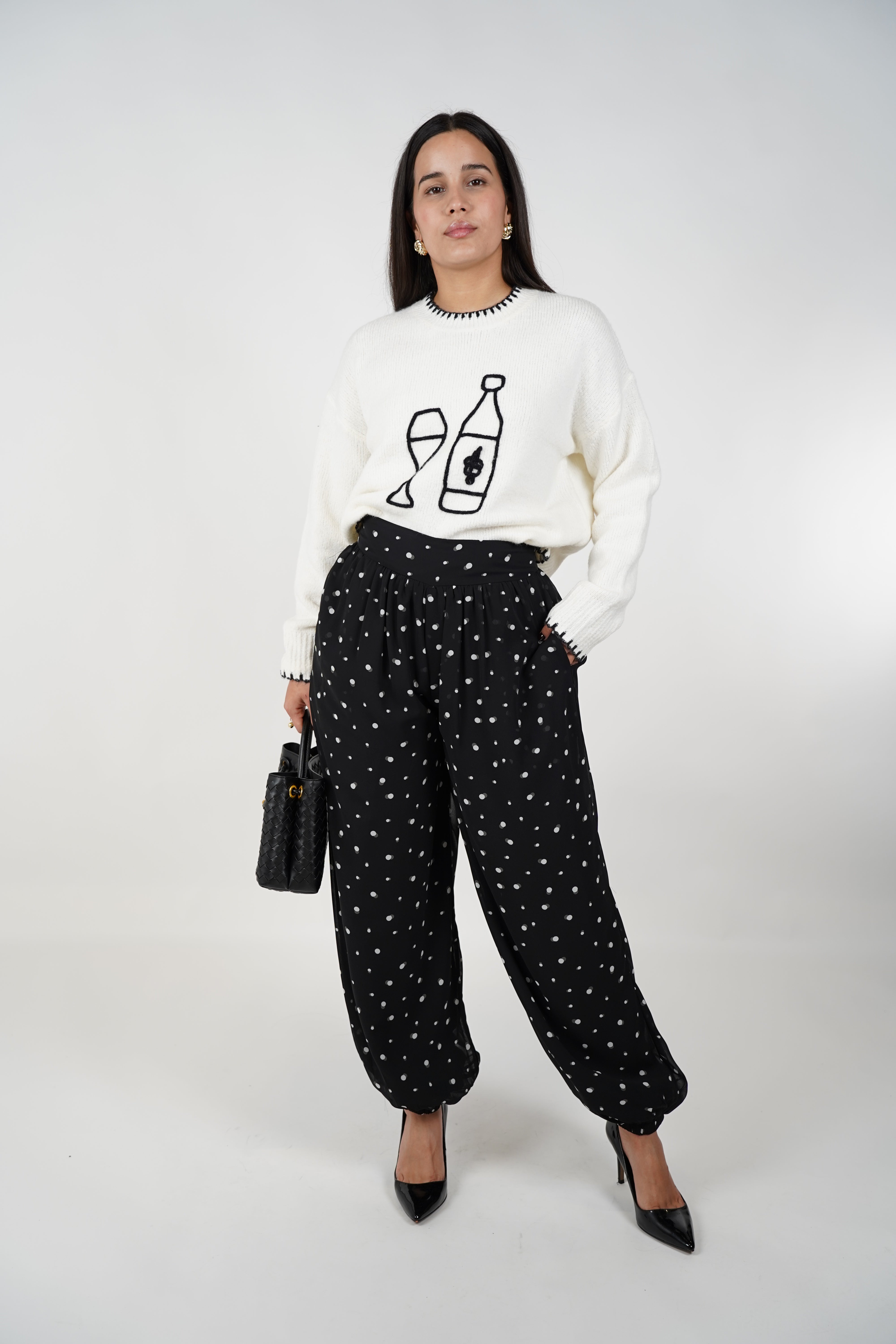 Firaye Polka Dot Aladdin Joggers – Effortless Comfort with Chic Playfulness