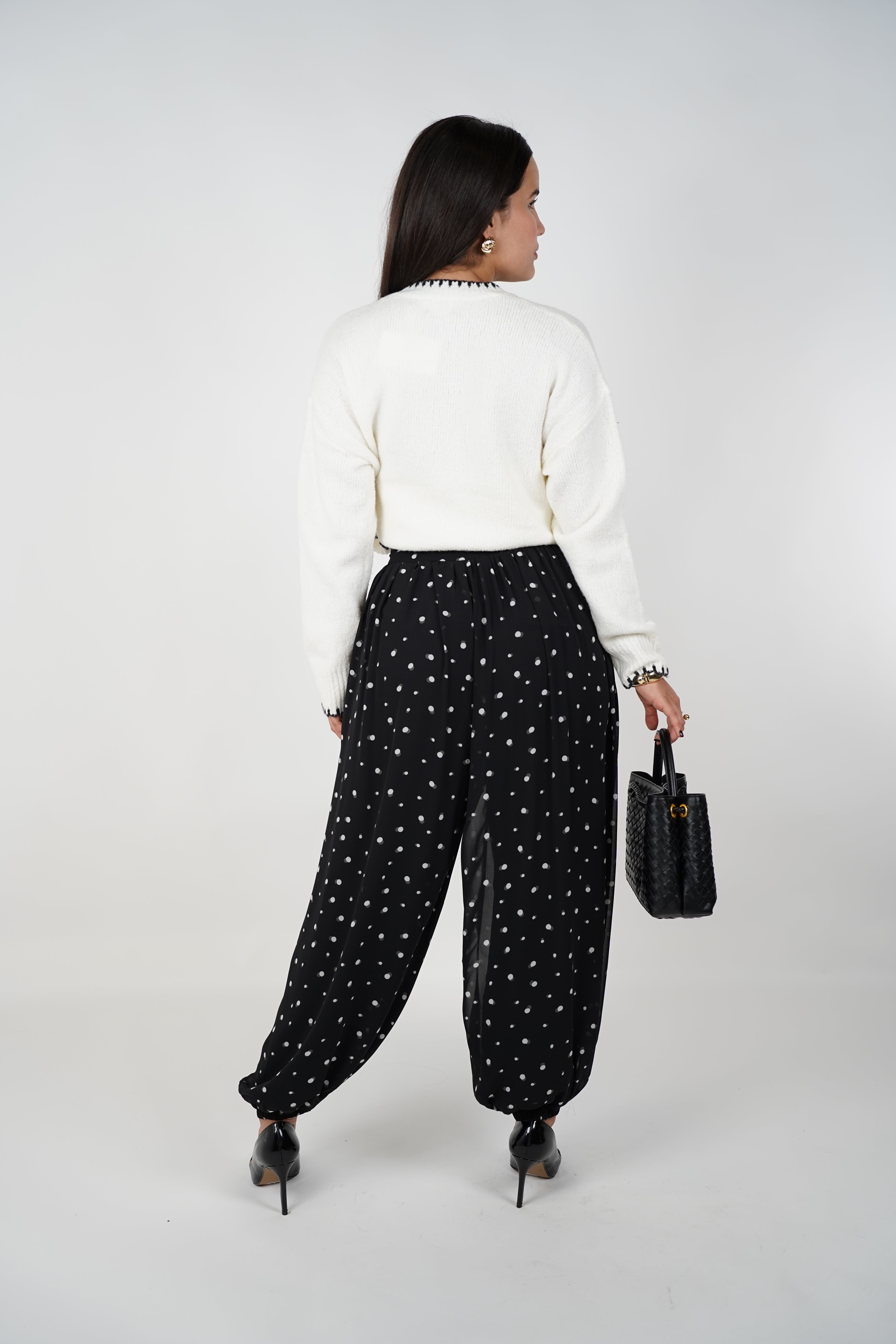 Firaye Polka Dot Aladdin Joggers – Effortless Comfort with Chic Playfulness