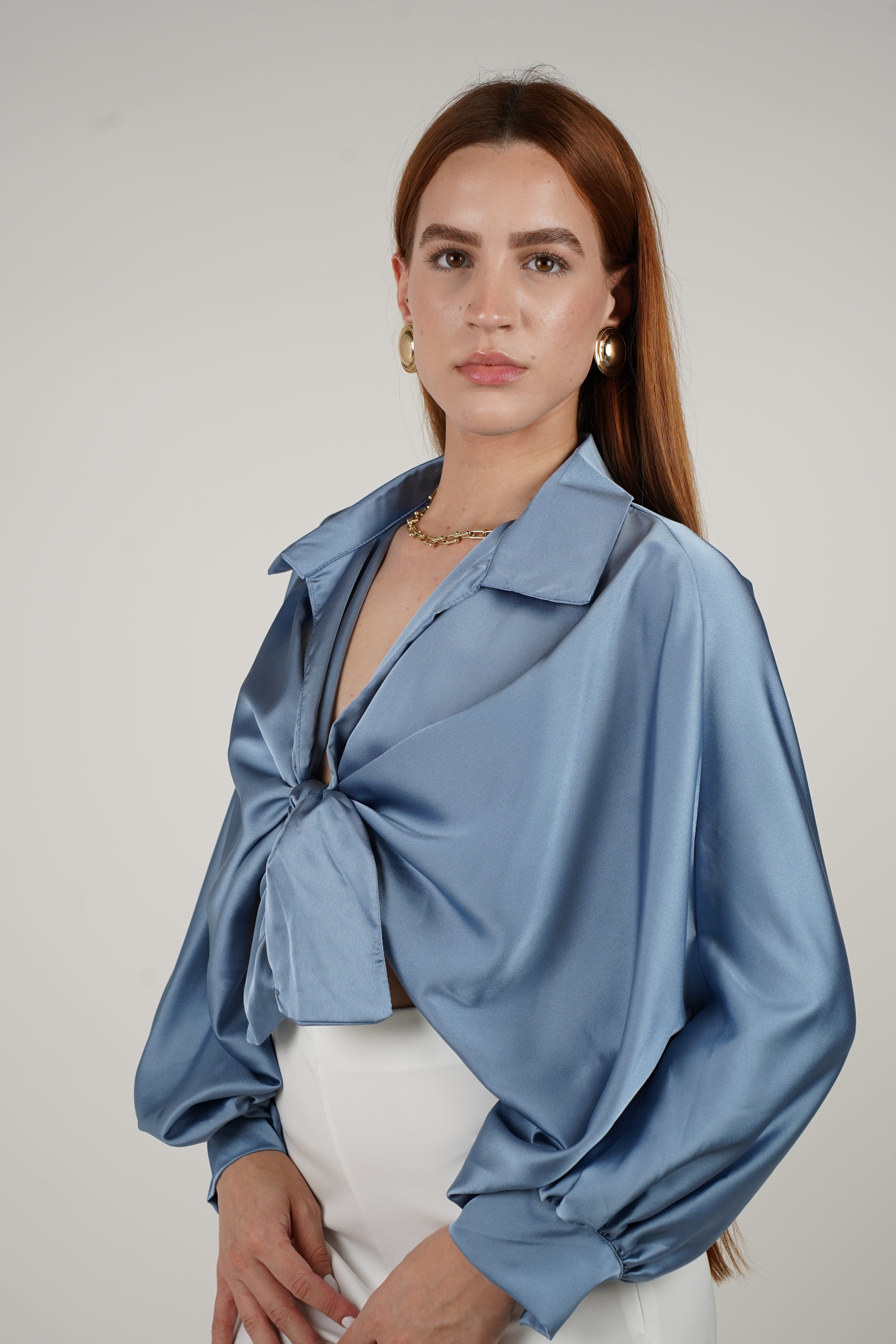 Agatha Silk Blouse – Elegant Shine, Effortless Style