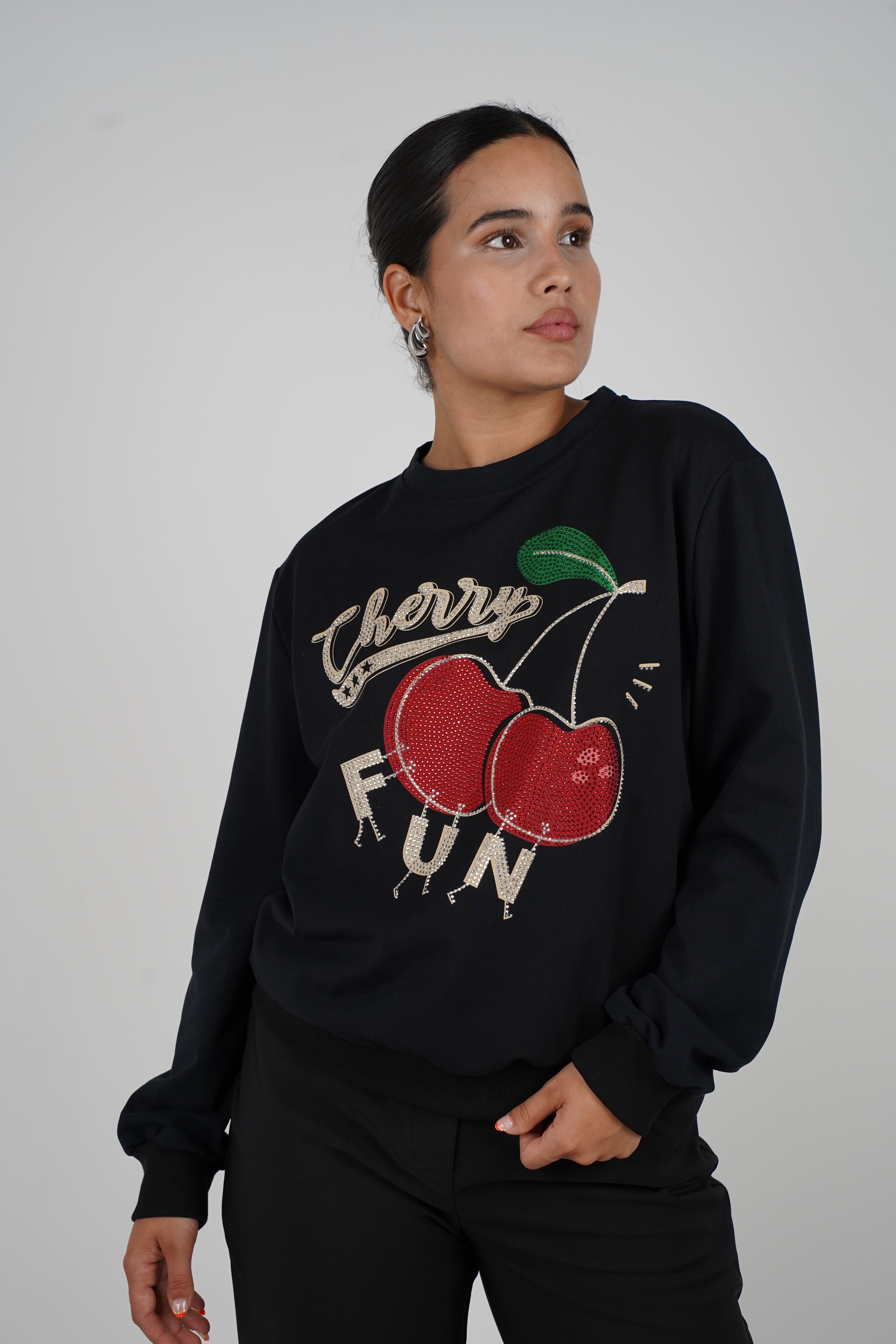 Bling Cherry Sweater – Sparkle, Fun & Bold Style