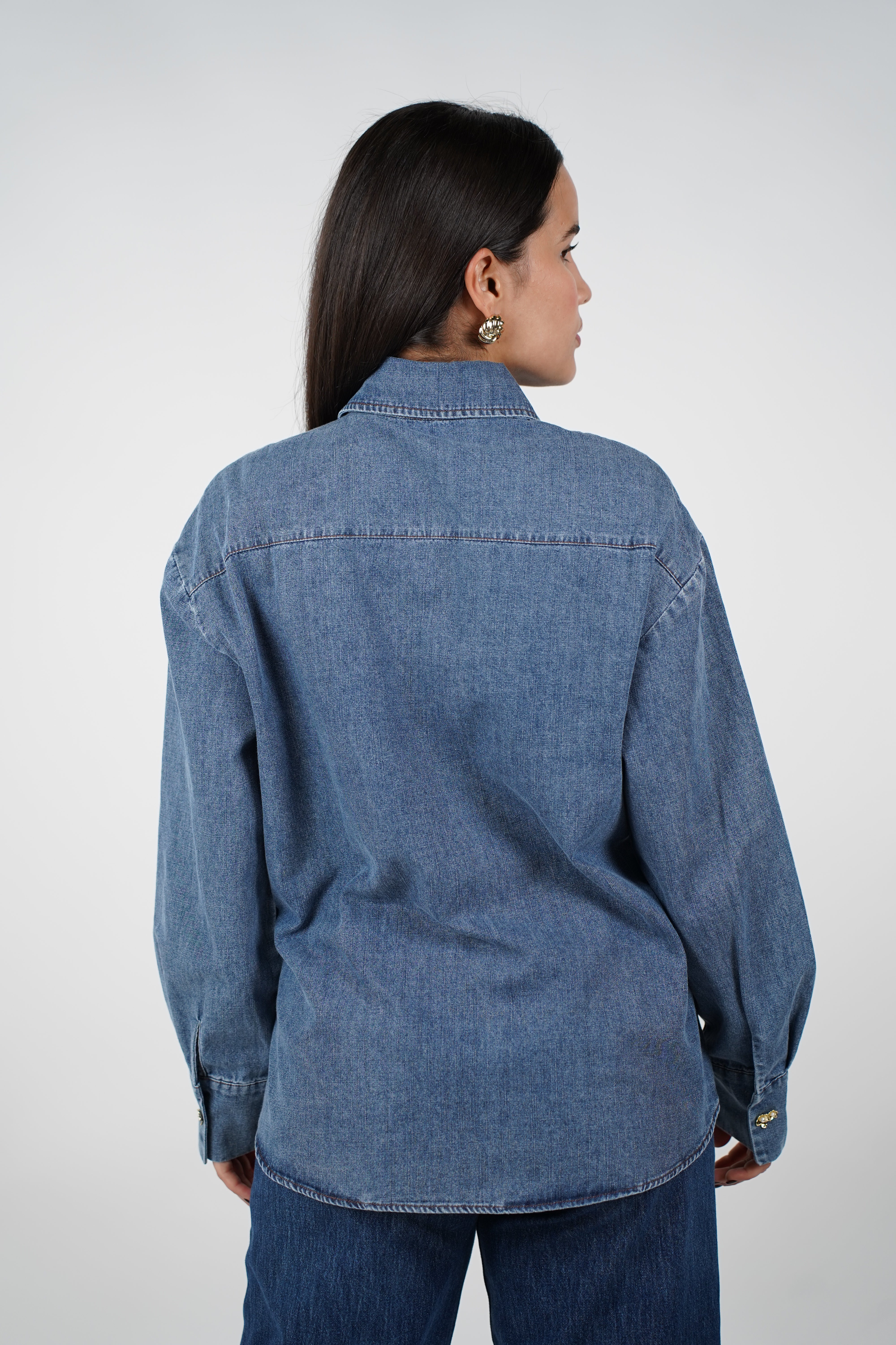 Lyna Denim Button Down – Structured with a Stylish Twist