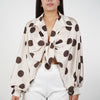 Nolia Polka Dot Silk Blouse – Playful Glam in Satin Finish