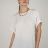 La Flaca Scrunch Relaxed Fit Satin Blouse – Classic White for Effortless Elegance