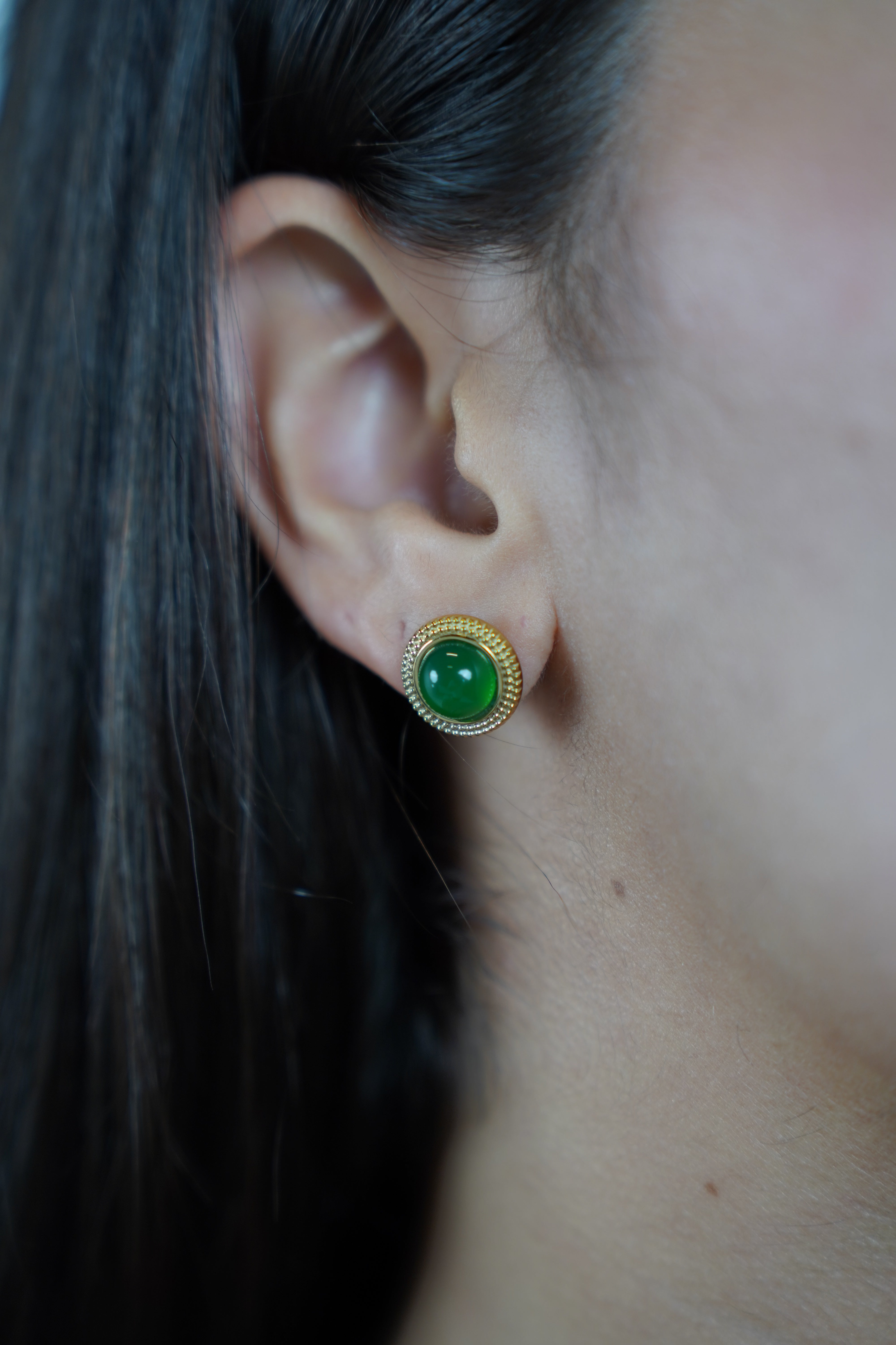 Esme Stud Earrings – Classic Elegance with a Pop of Green