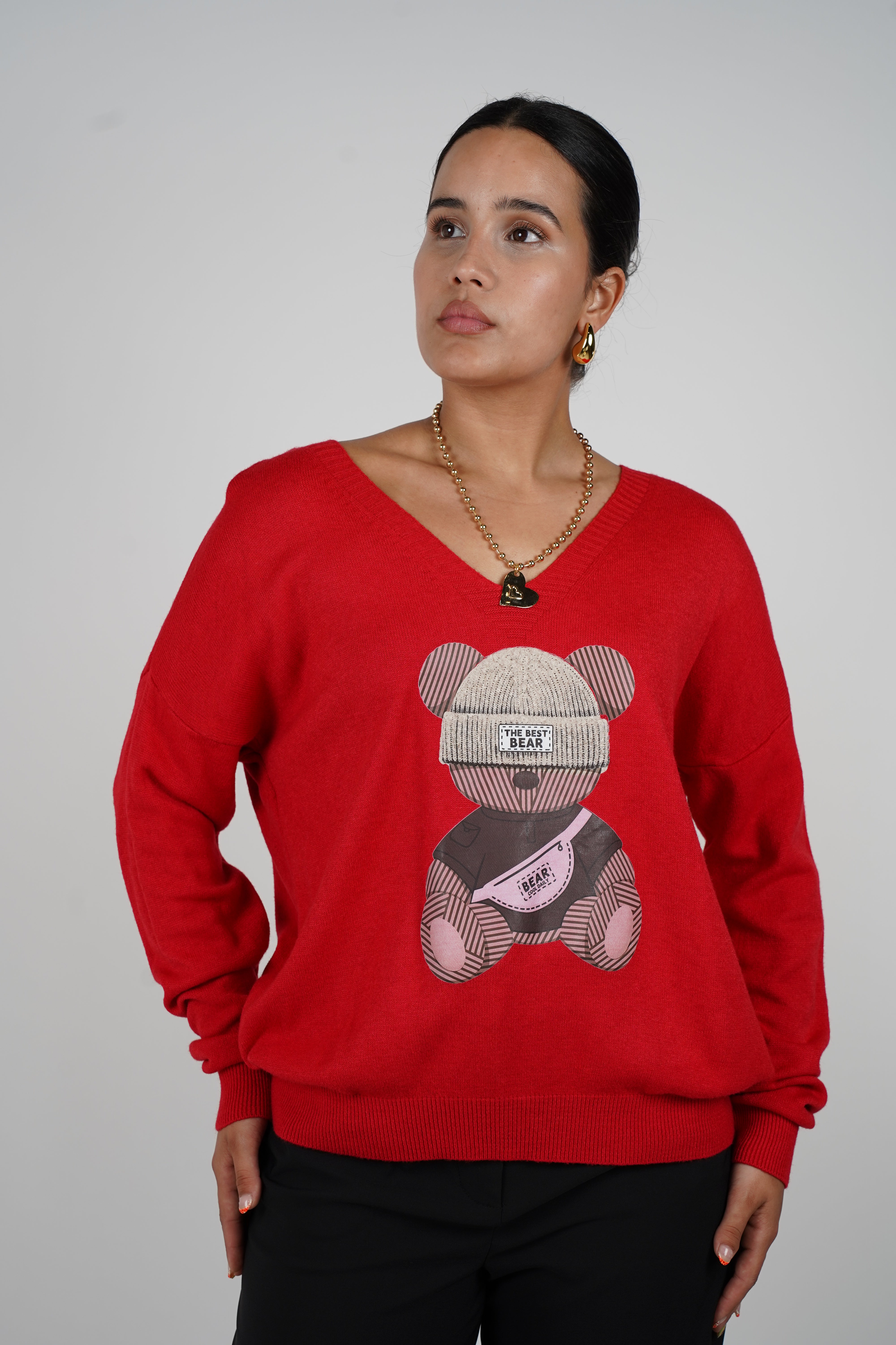Odette V-Neck Sweater – Cool Bear, Cozy Style