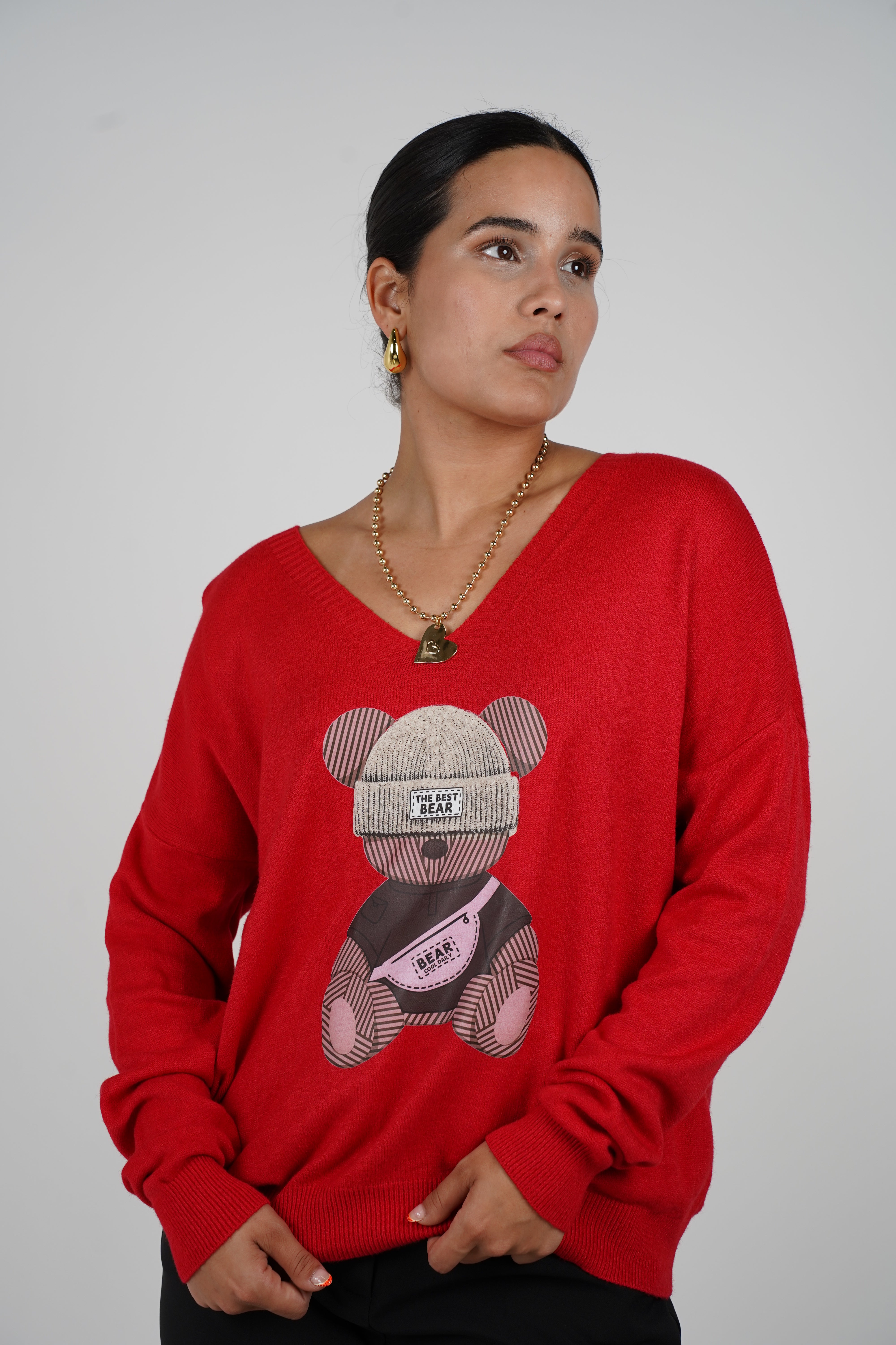 Odette V-Neck Sweater – Cool Bear, Cozy Style