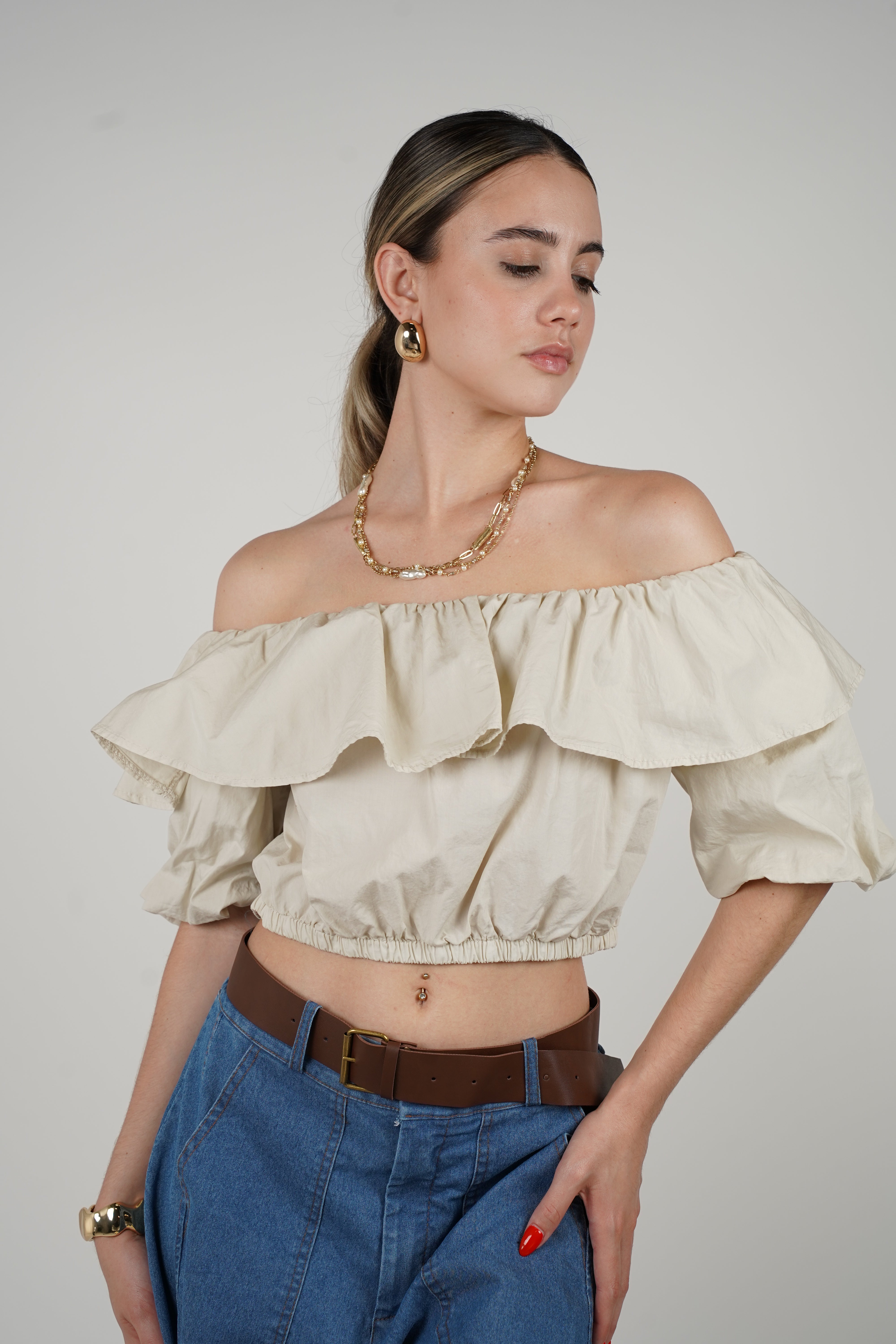 Reva Ruffle Top – Flirty Off-Shoulder Charm in Multiple Colors