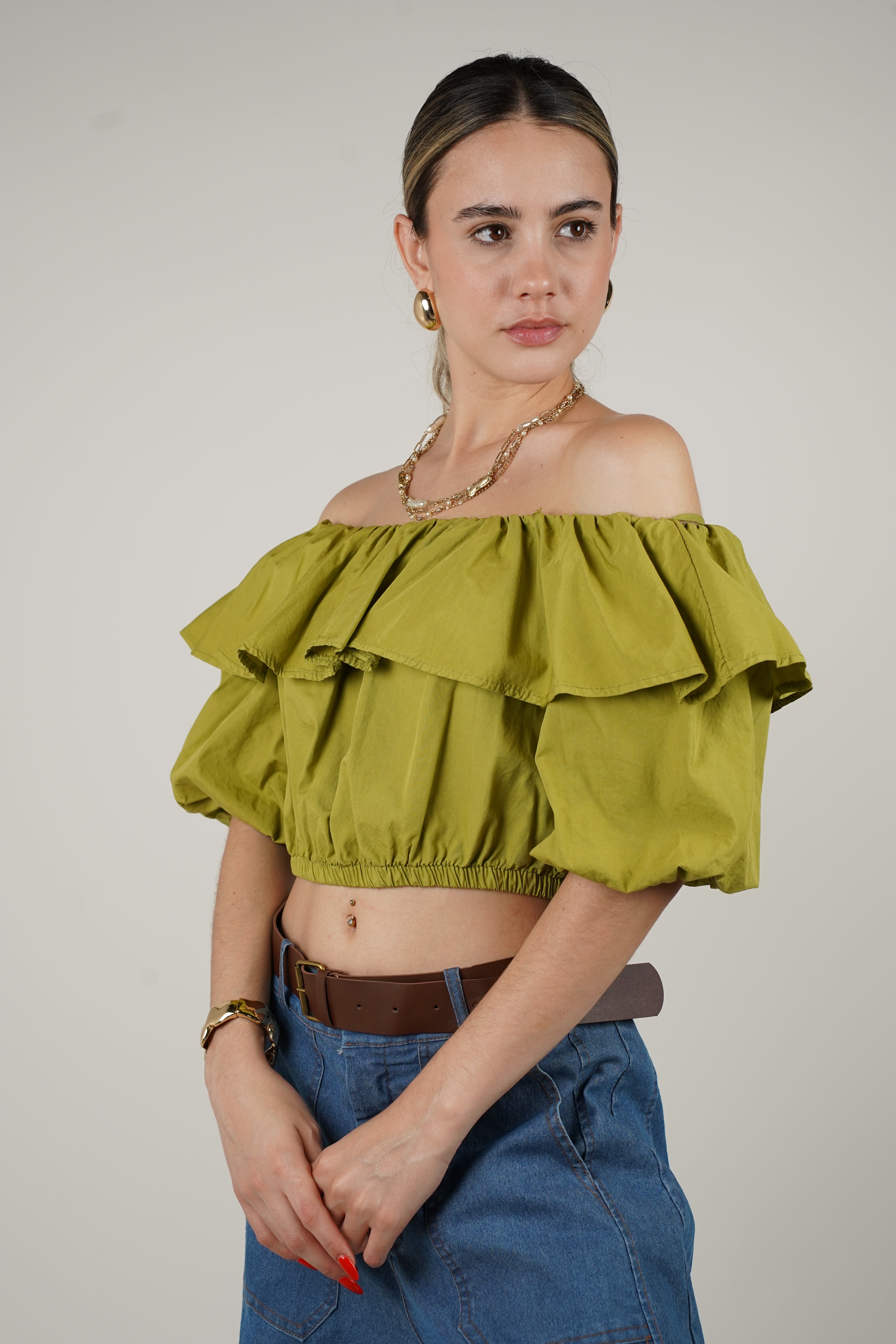 Reva Ruffle Top – Flirty Off-Shoulder Charm in Multiple Colors