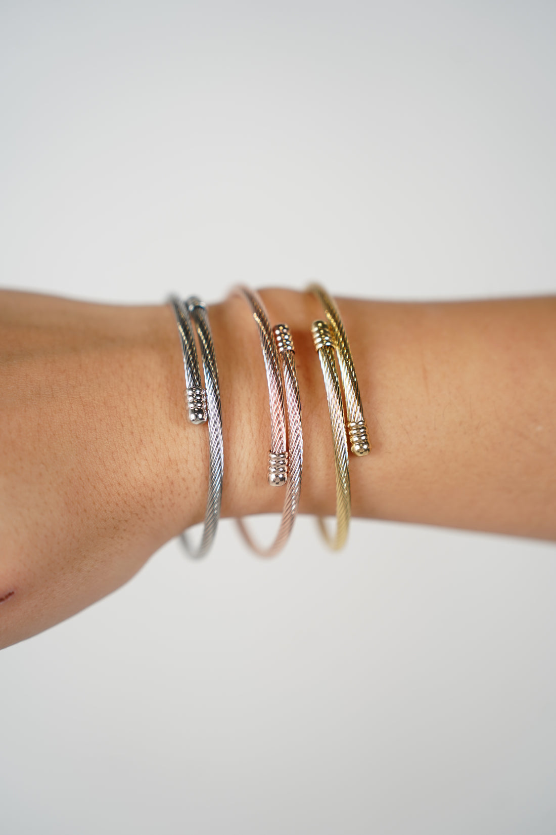 Valleria Cable Trio Bracelets – Mixed Metal Stackable Set
