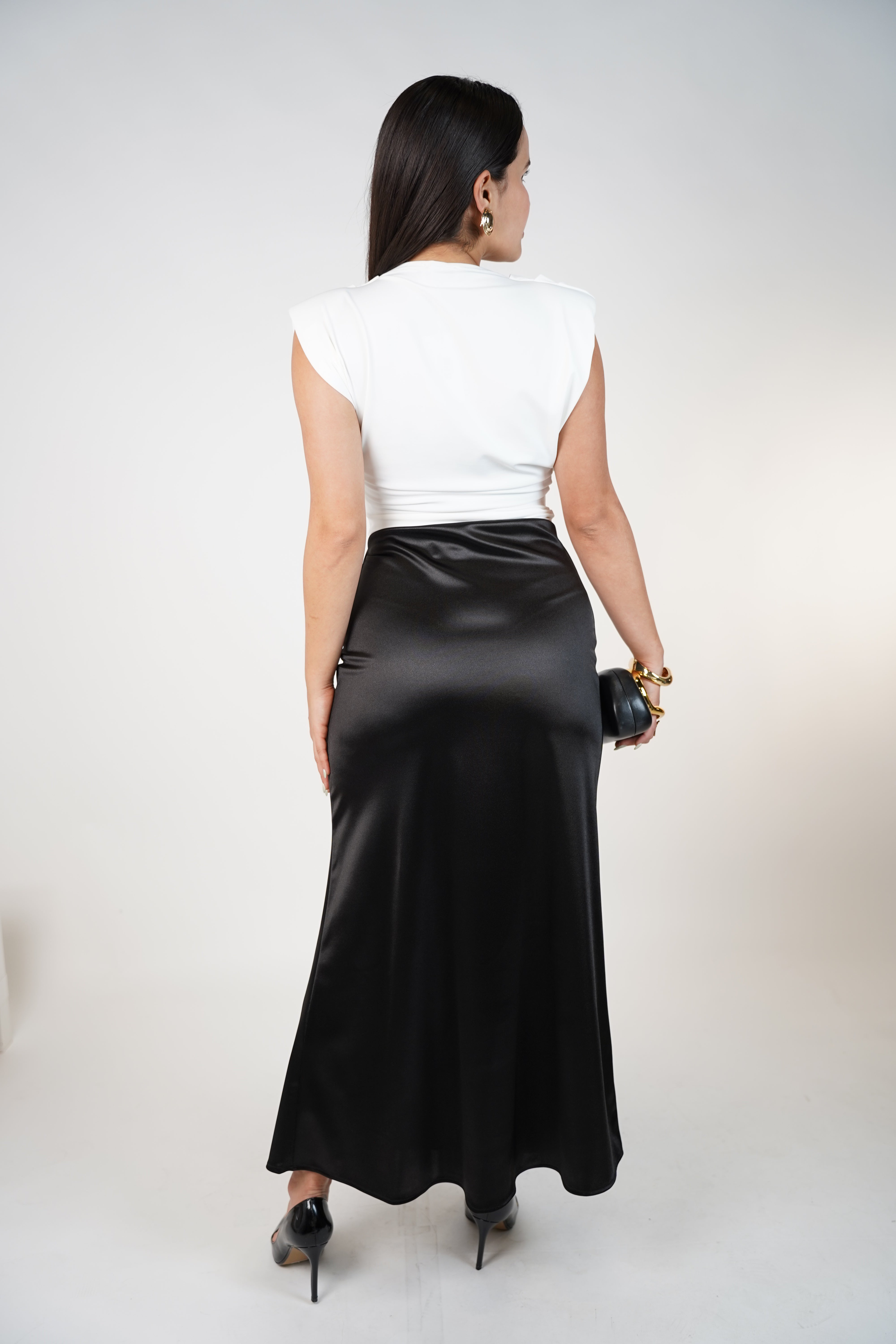 Belina Maxi Skirt | Chocolate Satin Maxi Skirt