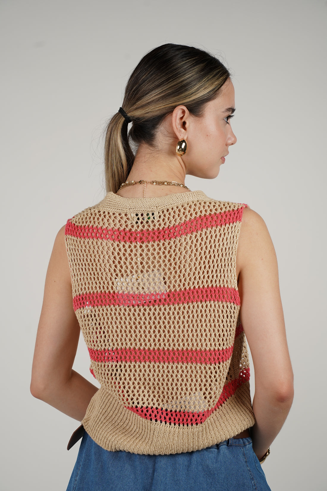 Demi Striped Crochet Vest – One Size, Multi-Color Options