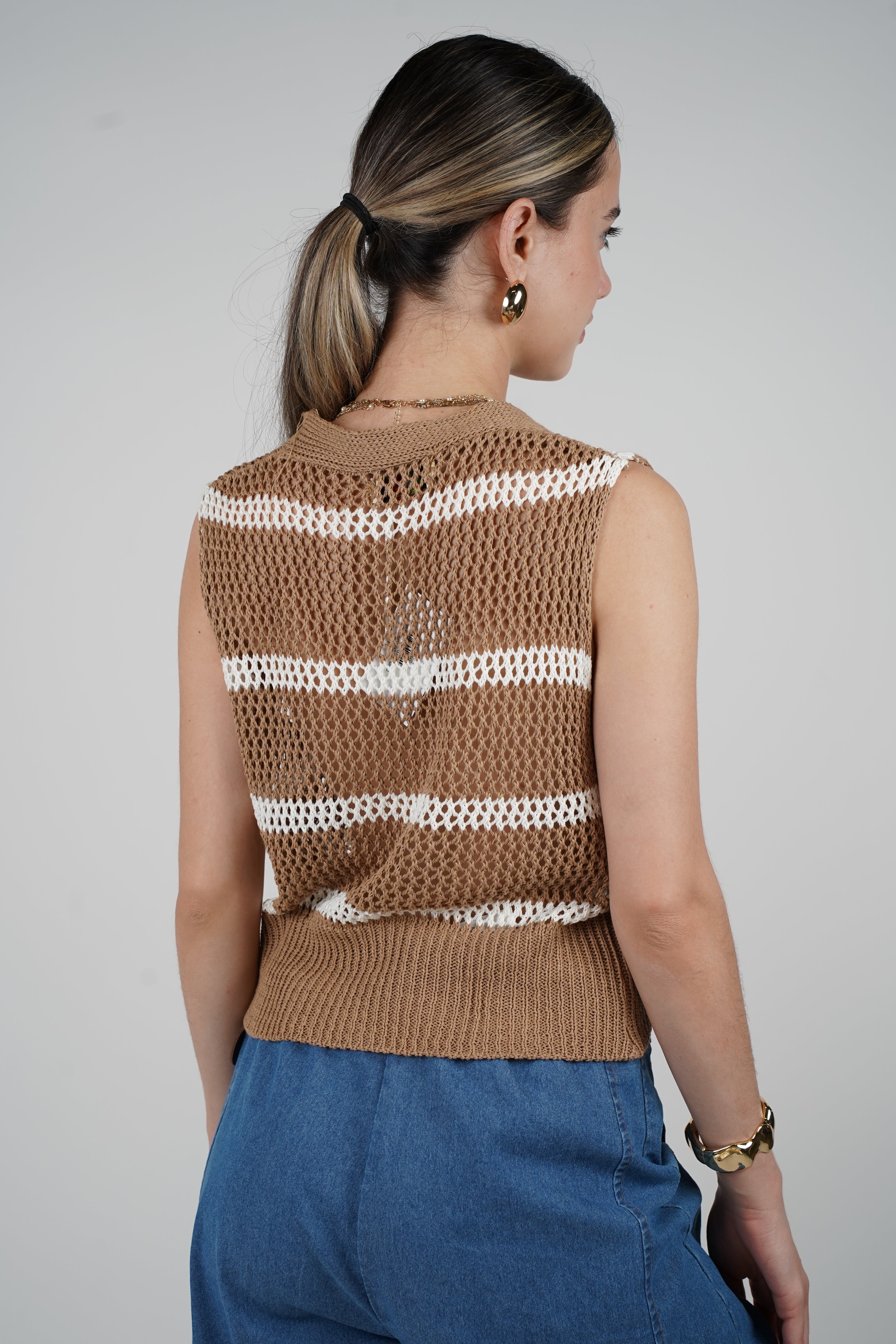 Demi Striped Crochet Vest – One Size, Multi-Color Options