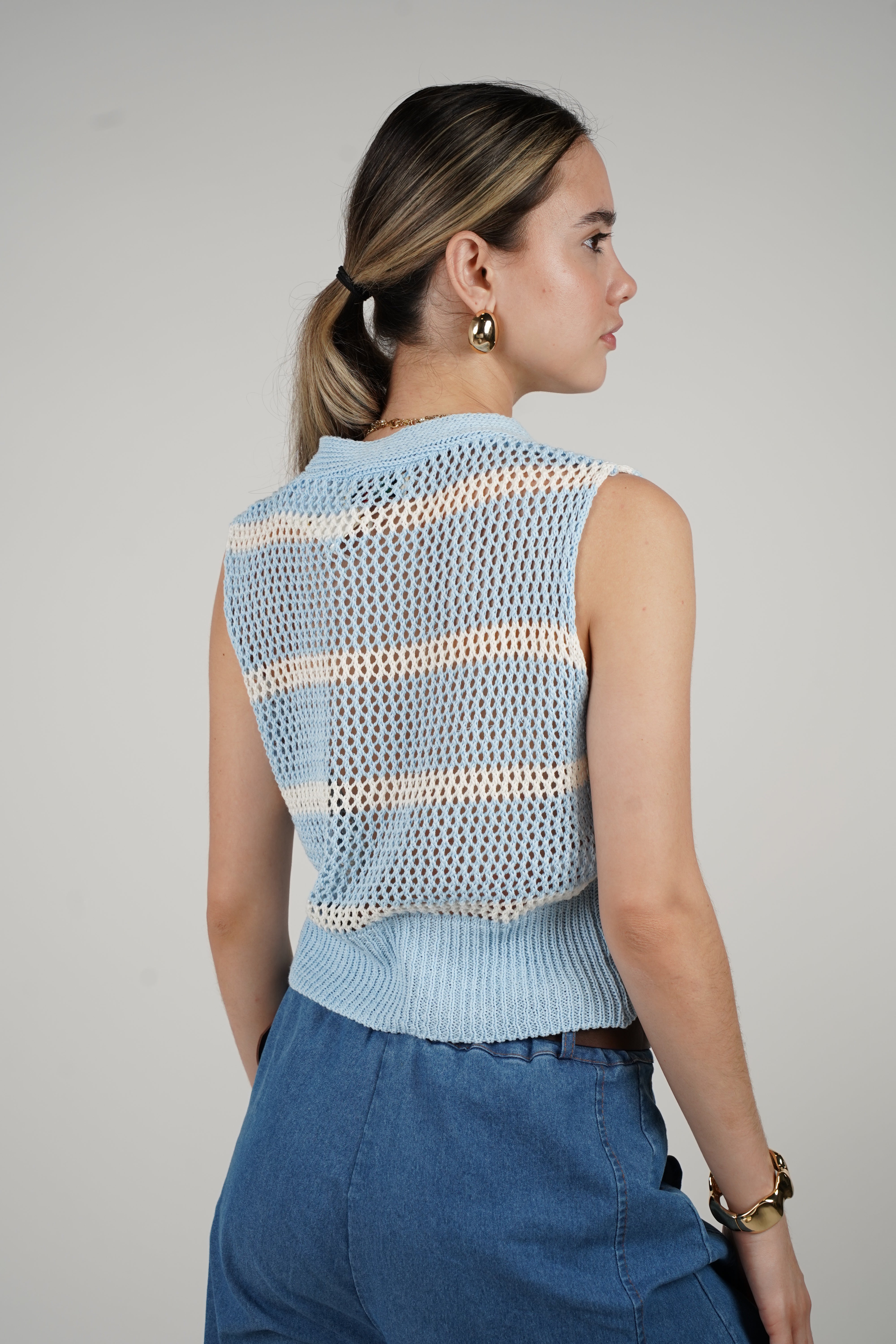 Demi Striped Crochet Vest – One Size, Multi-Color Options