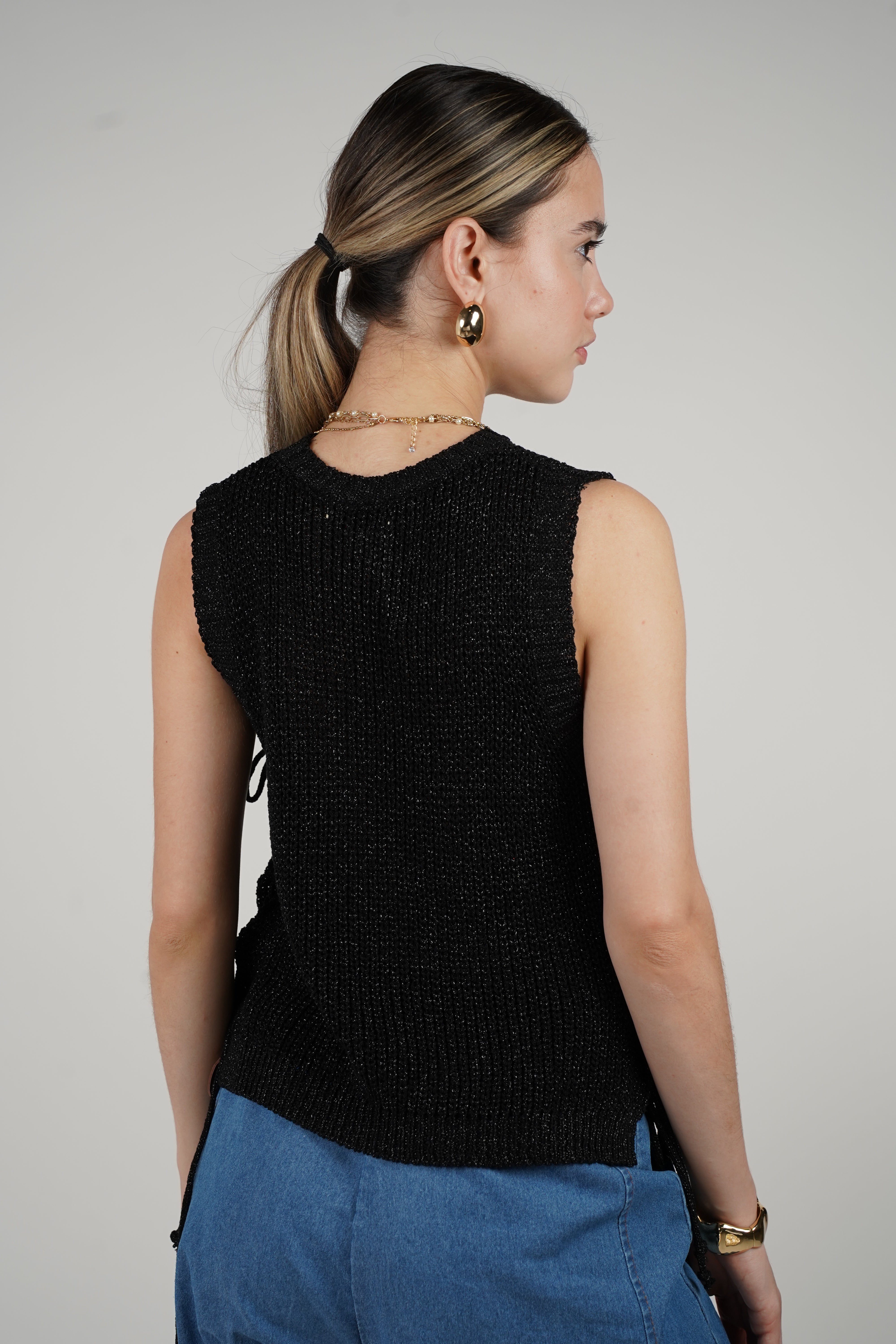 Lurex Top – Shimmer Knit Sleeveless Statement