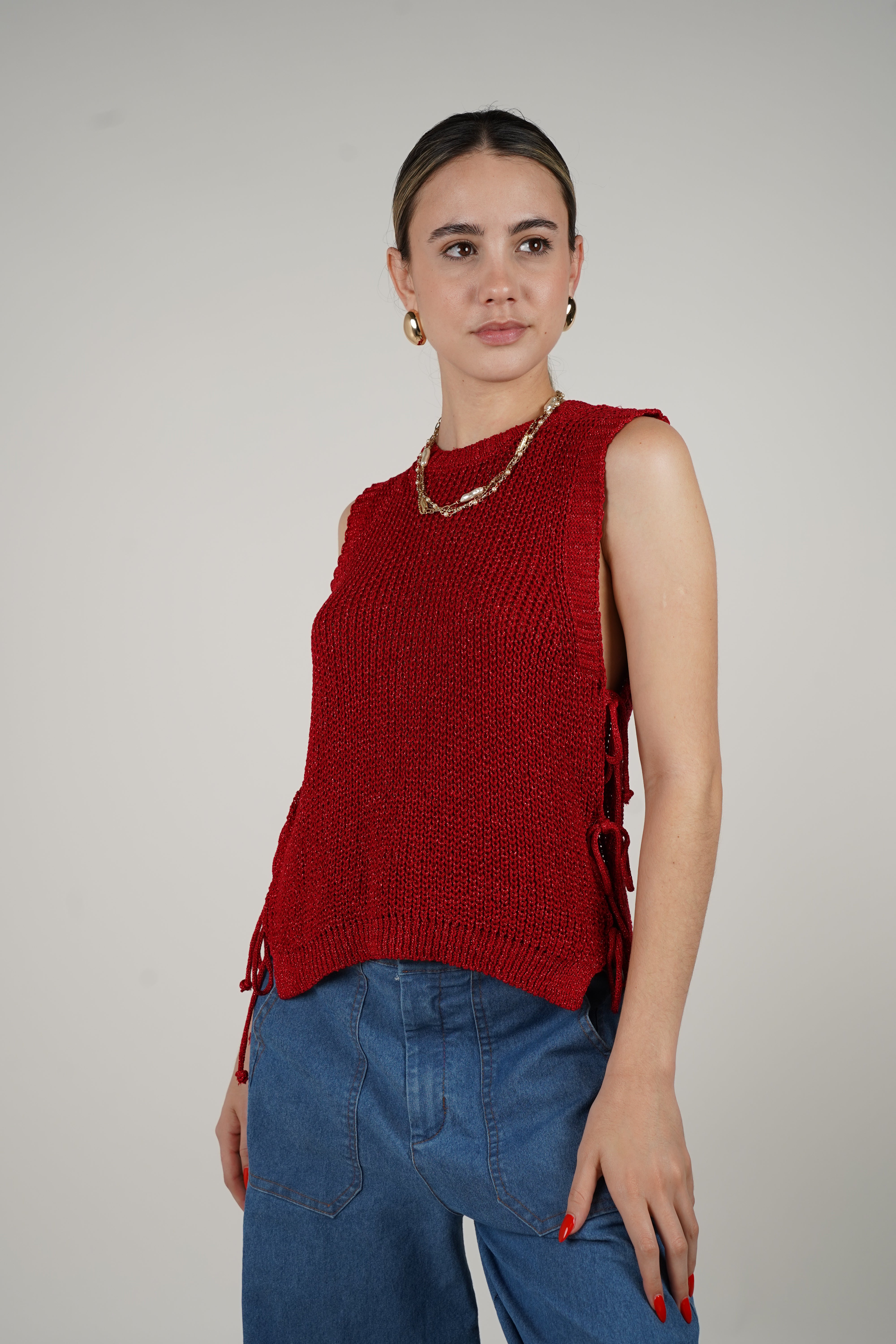 Lurex Top – Shimmer Knit Sleeveless Statement