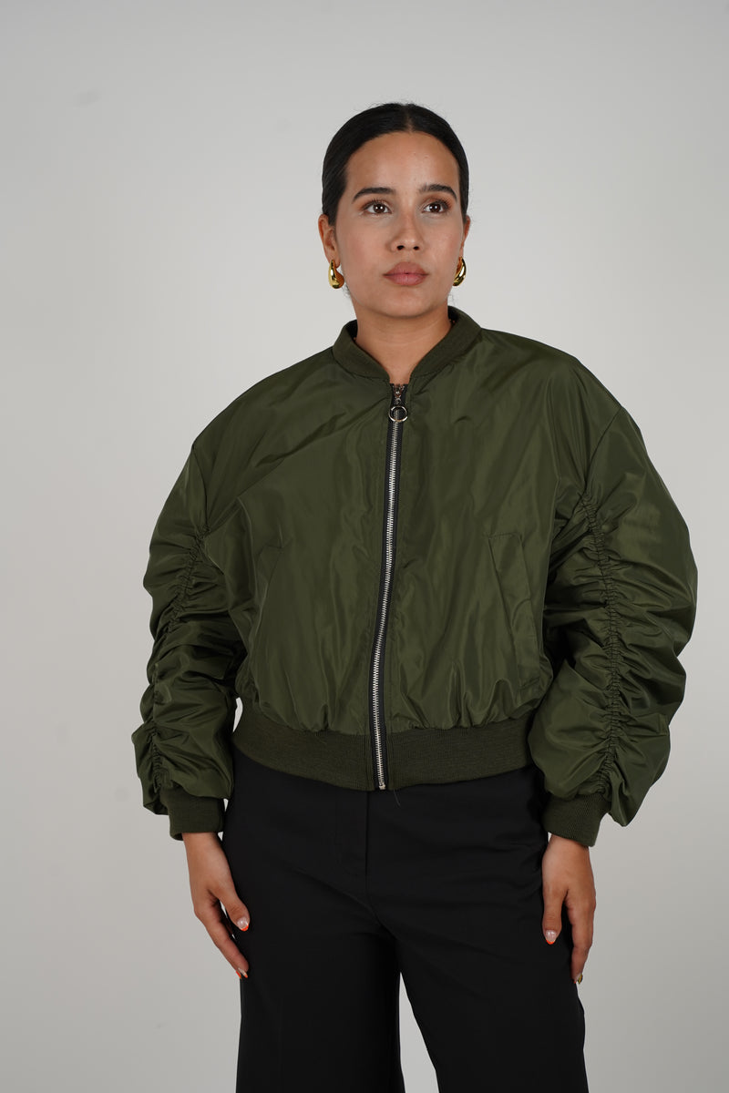 Mardys Bomber Jacket –  Ruched Sleeves