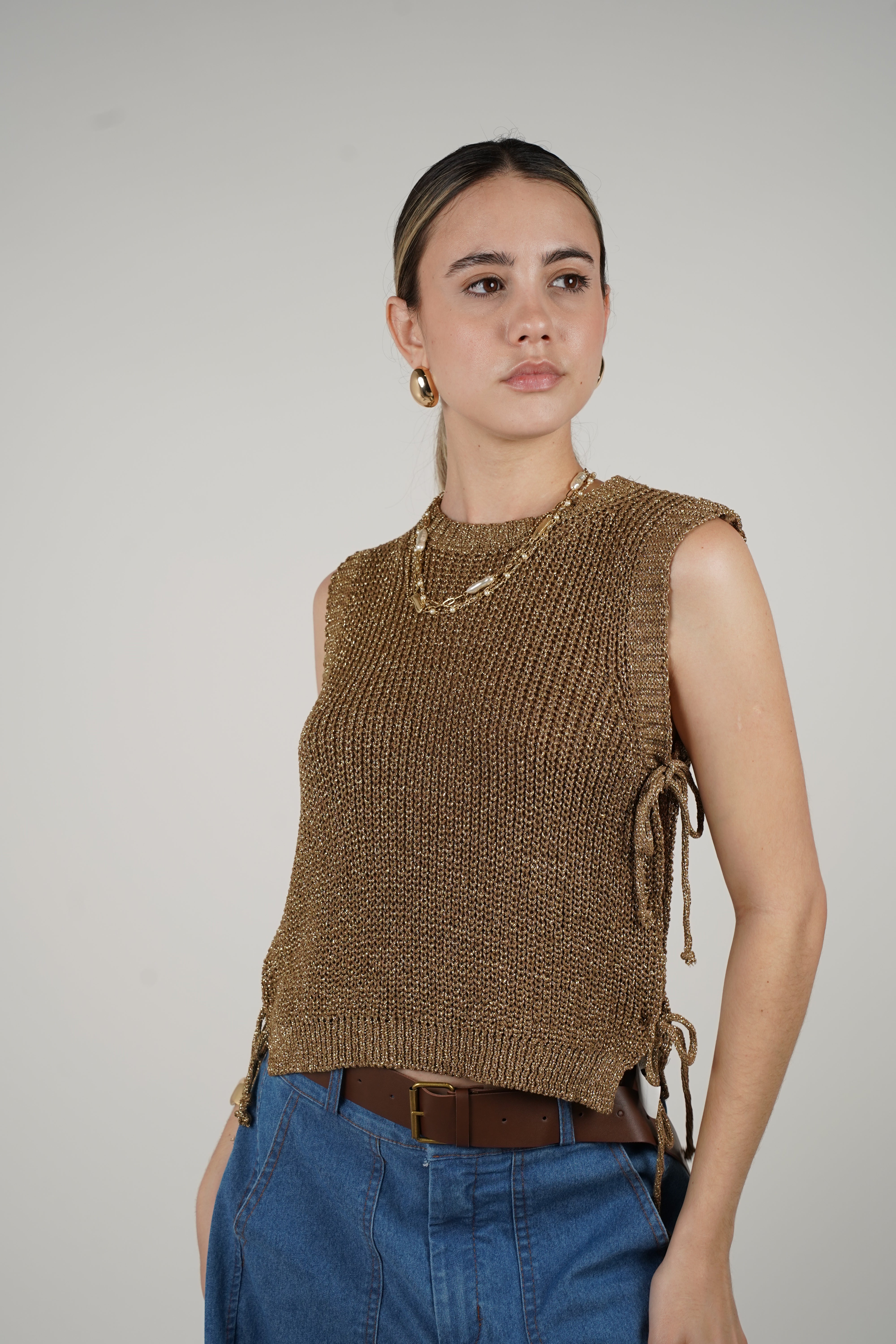 Lurex Top – Shimmer Knit Sleeveless Statement