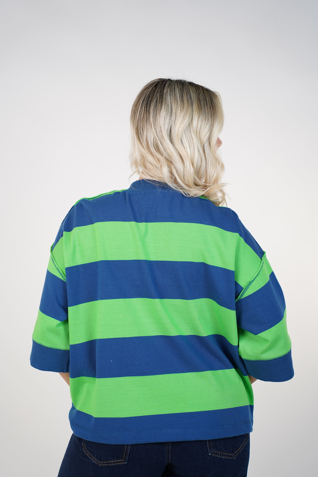 Elarosy Stripped Sweater – Half-Zip Relaxed Knit with Bold Color Blocking