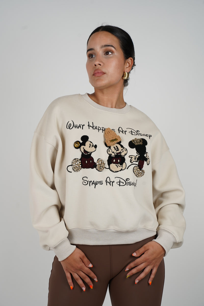 Alaski Mickey Sweater – Playful Cream Graphic Sweatshirt
