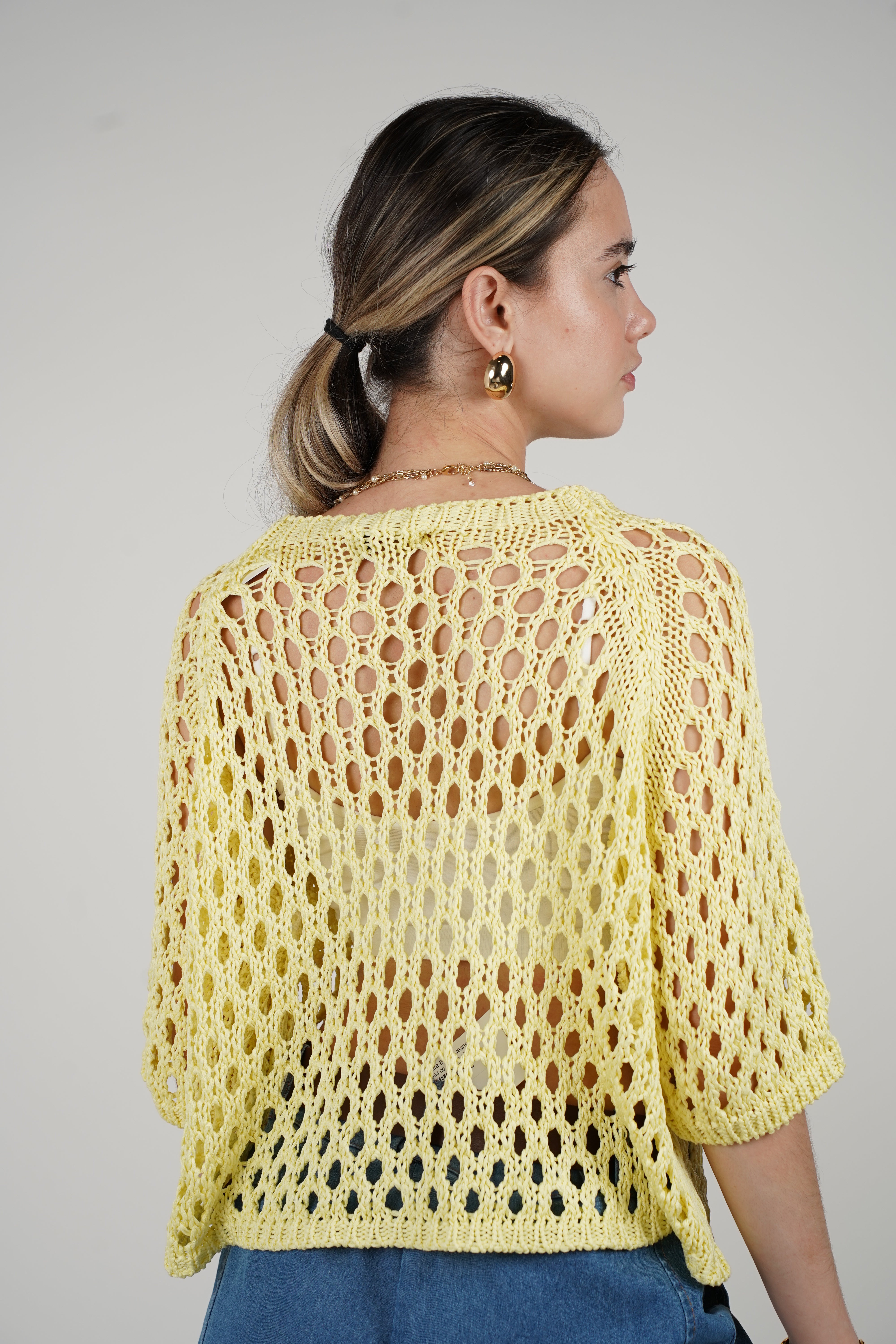 Zeka Cardigan Sweater – Open Knit Pullover