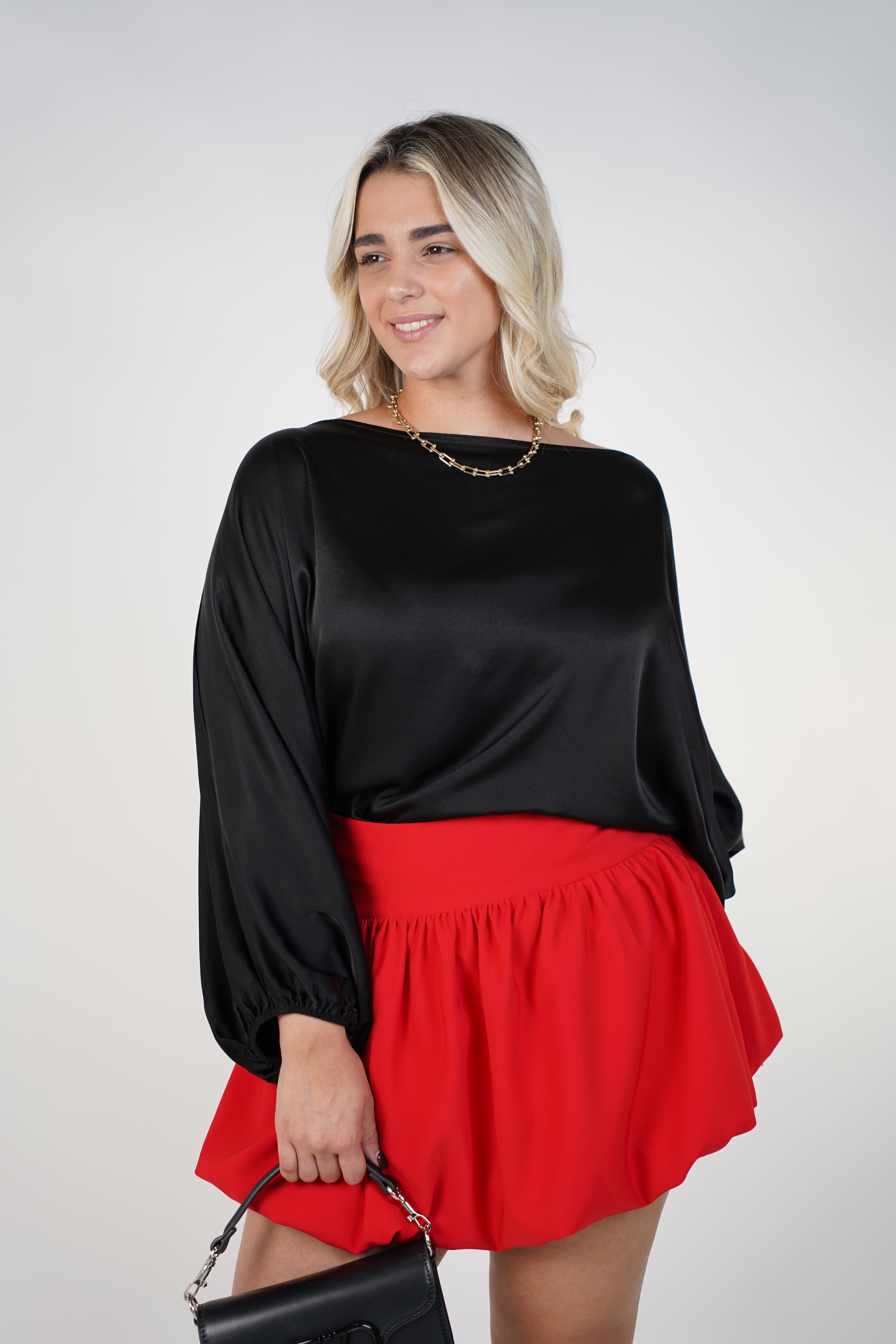 Elvère Mini Bubble Skirt – Structured Waist with Voluminous Bubble Hem