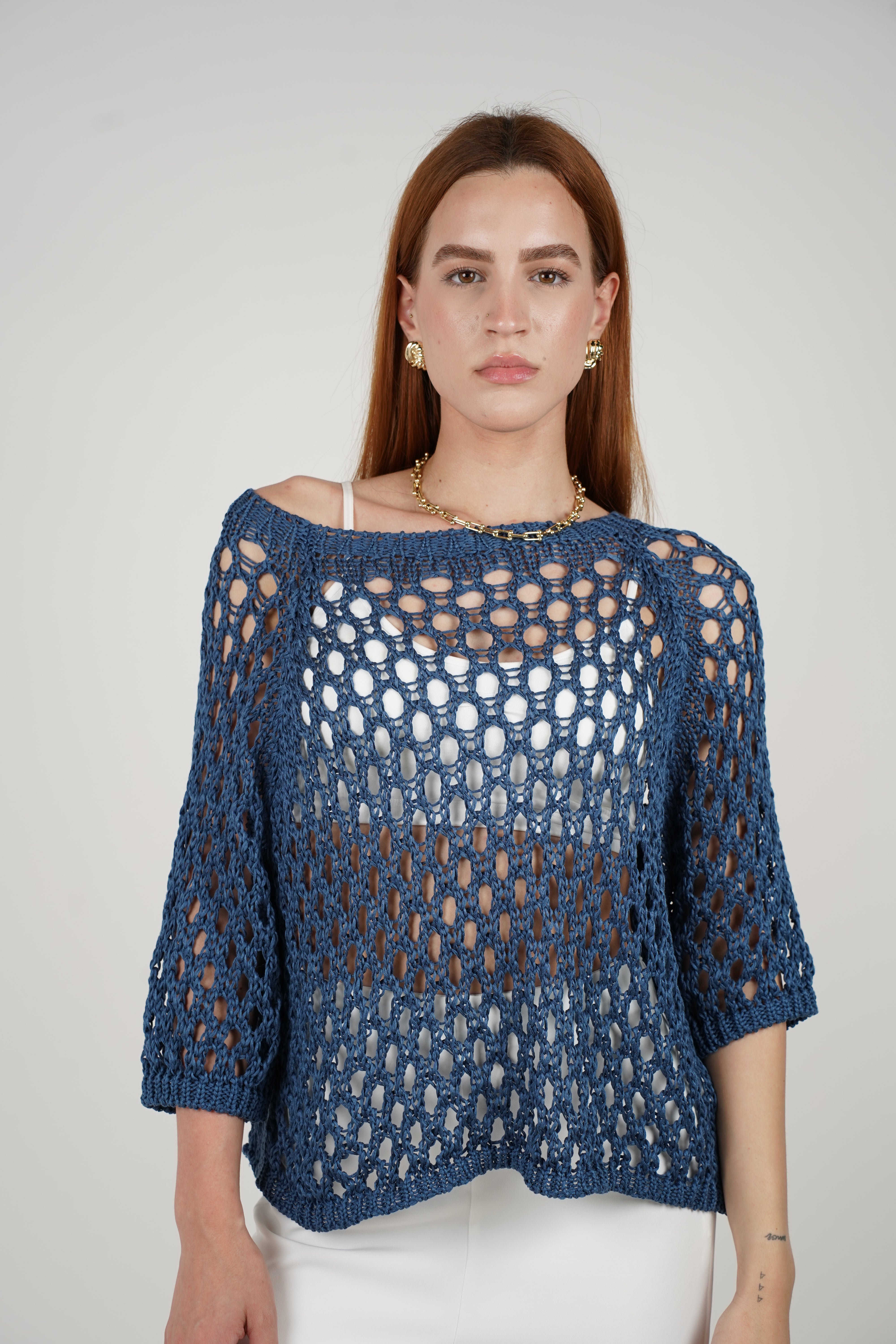 Zeka Cardigan Sweater – Open Knit Pullover