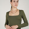 Basic Z Crop Top – Long Sleeve Square Neck Essential