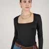 Basic Z Crop Top – Long Sleeve Square Neck Essential