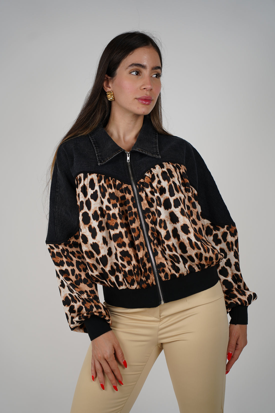 Chita Jacket – Leopard Print Meets Denim Edge