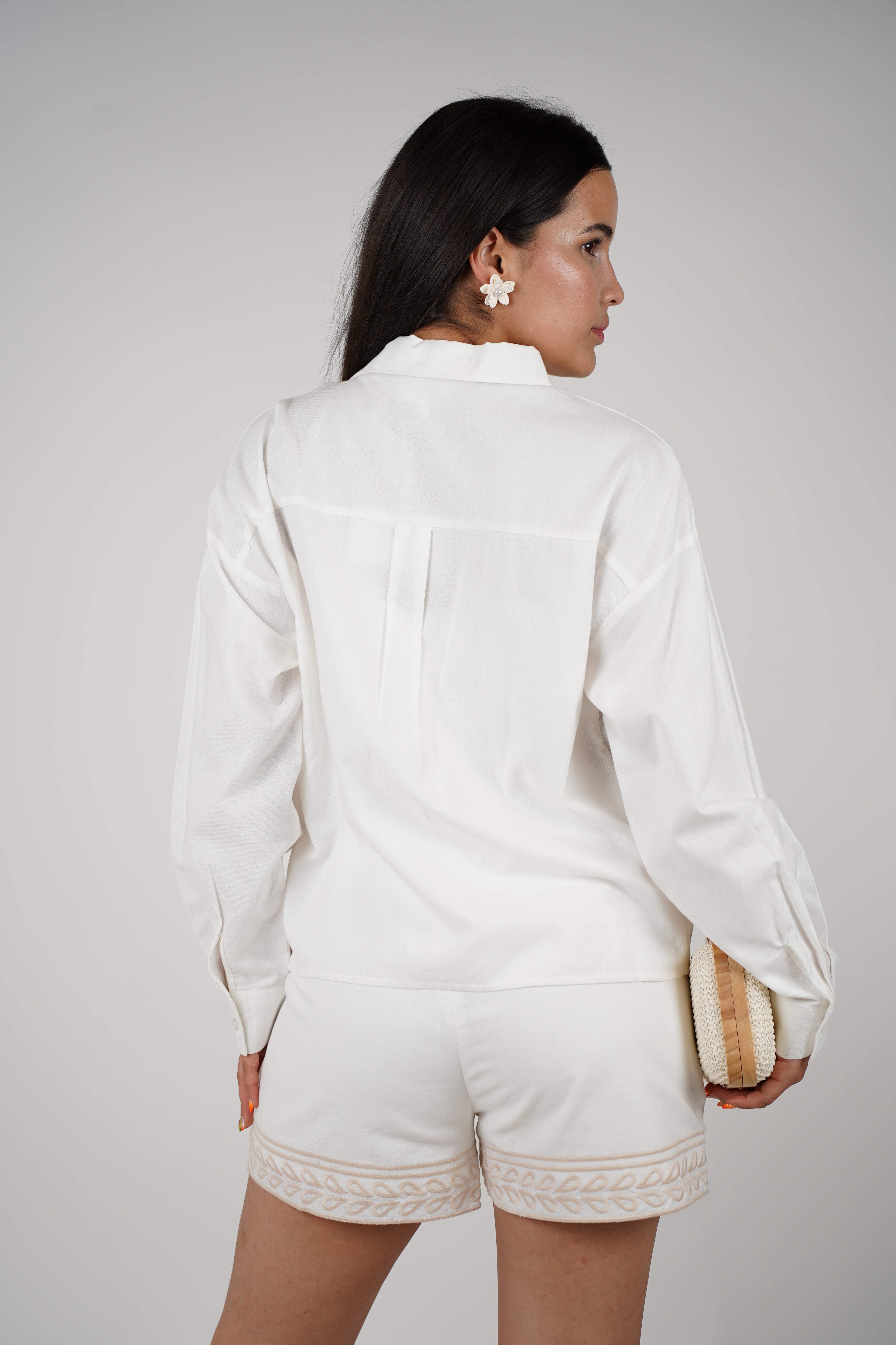 Kael Embroidered Set – Palm Detailing in Cream