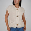 Stella Sweater Vest – Chunky Knit With Gold Button Detail