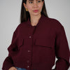 Grisselle Jacket – Structured Cropped Bomber in Deep Wine